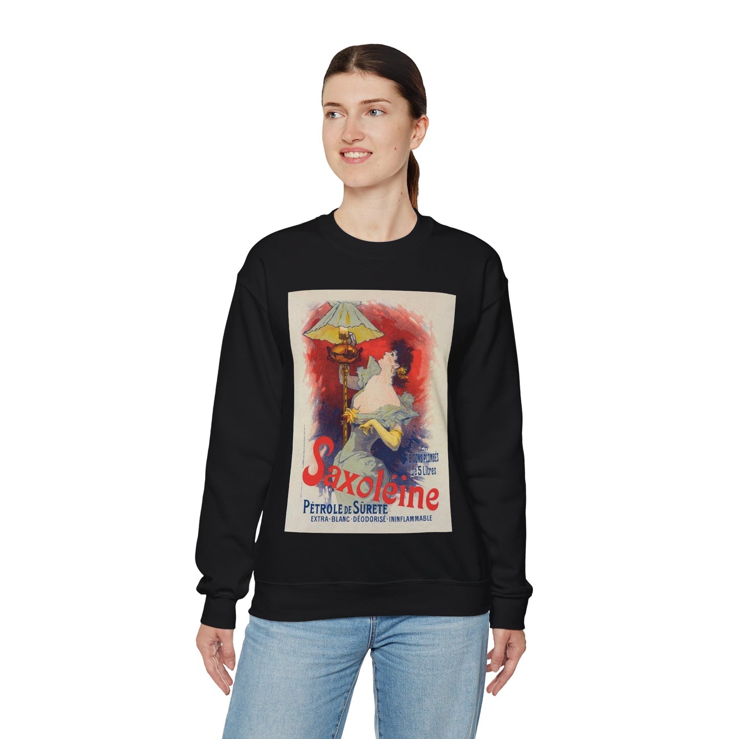 Affiche pour la "Saxoléine". - Art nouveau public domain poster Black Heavy Blend Adult Crew Neck SweatShirt