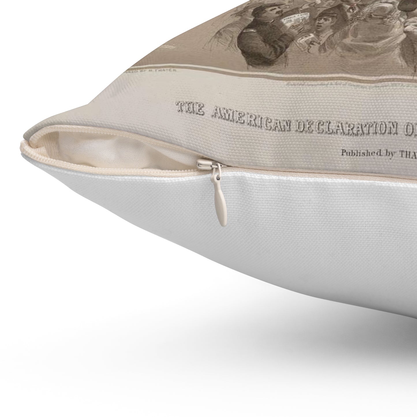 The American Declaration of Independence illustrated / Fabronious ; designed by R. Thayer ; L. Prang & Co. Lith., Boston. Decorative Accent Square Pillow