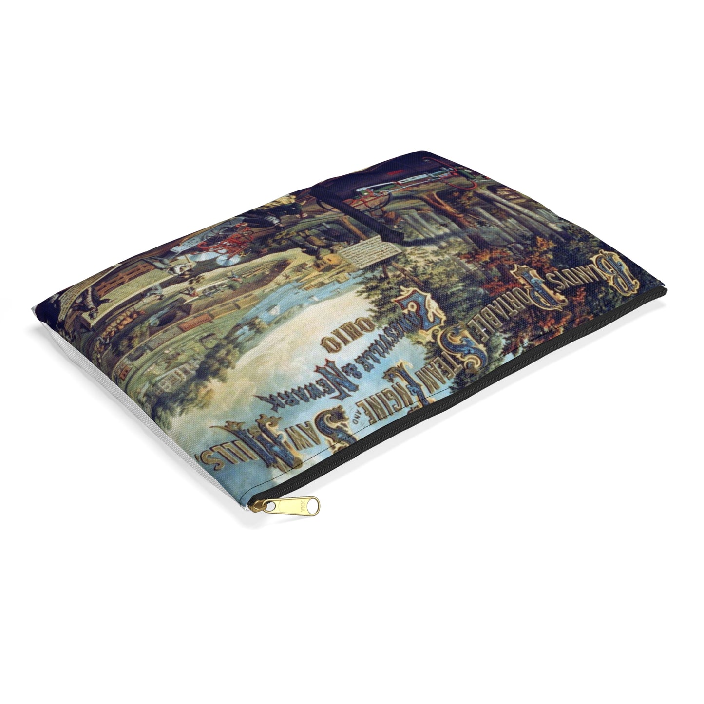 Blandy's portable steam engine and saw mills, Zanesville & Newark Ohio Large Organizer Pouch with Black Zipper