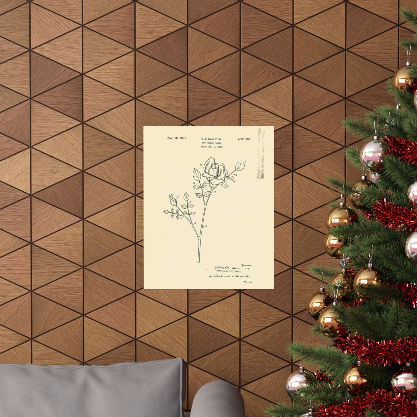 Patent Case File No. 1,831,559, Artificial Flower, Inventor(s)- Robert C. Ham and Marion T. Ham. - DPLA - 08745302078898b8870d70b04cb216a9 (page 5) High Quality Matte Wall Art Poster for Home, Office, Classroom