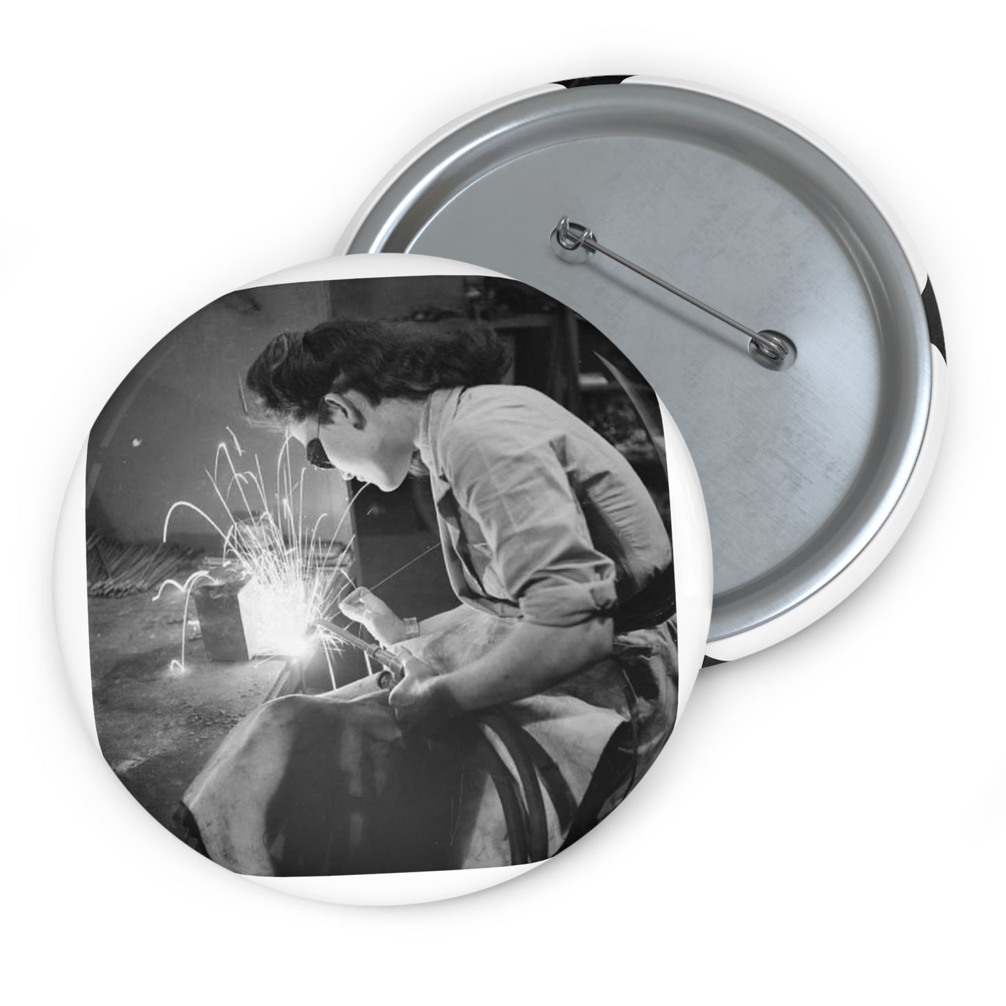 Electrical Engineering Works Goes To War, England, 1942 D11872 Pin Buttons with Crisp Design