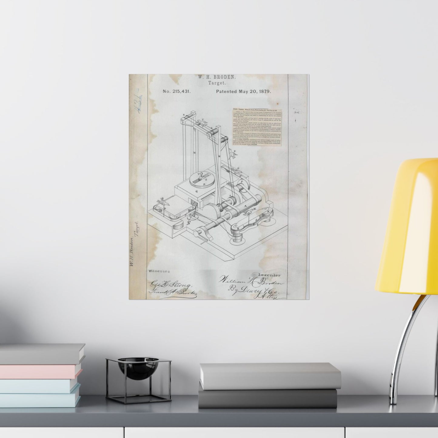 Patent drawing - for W. H. Broden's Target Public domain image High Quality Matte Wall Art Poster for Home, Office, Classroom