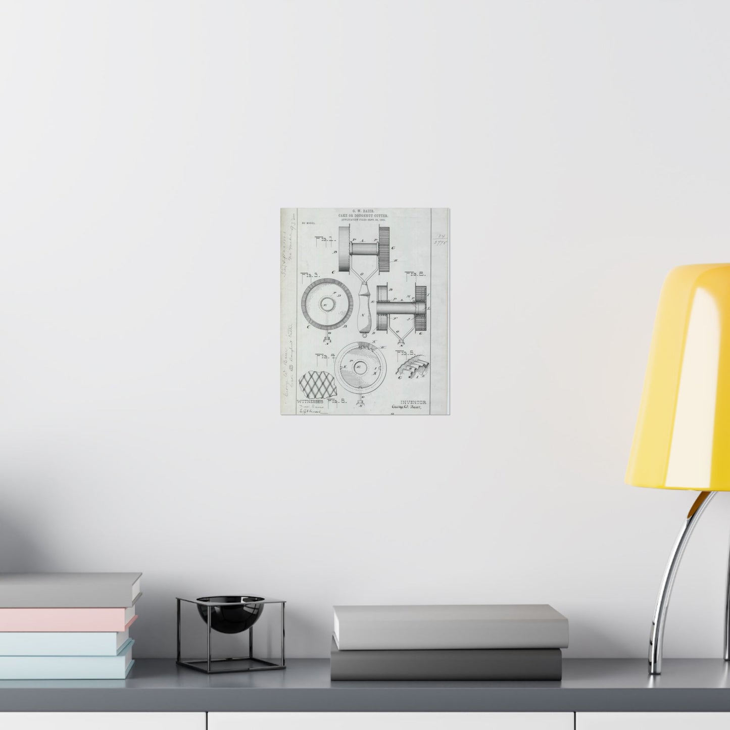 Patent Drawing of Engine - for G. W. Baier's Cake or Doughnut Cutter Public domain image High Quality Matte Wall Art Poster for Home, Office, Classroom