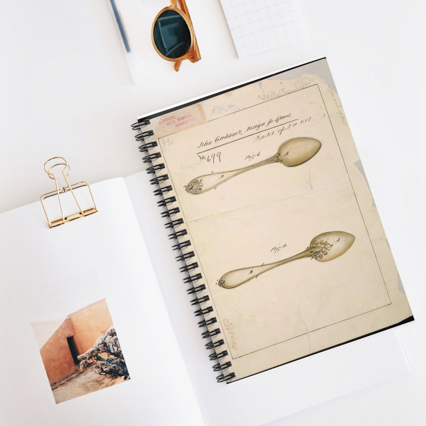 Patent drawing - Drawing of Design for Spoons Public domain image Spiral Bound Ruled Notebook with Printed Cover