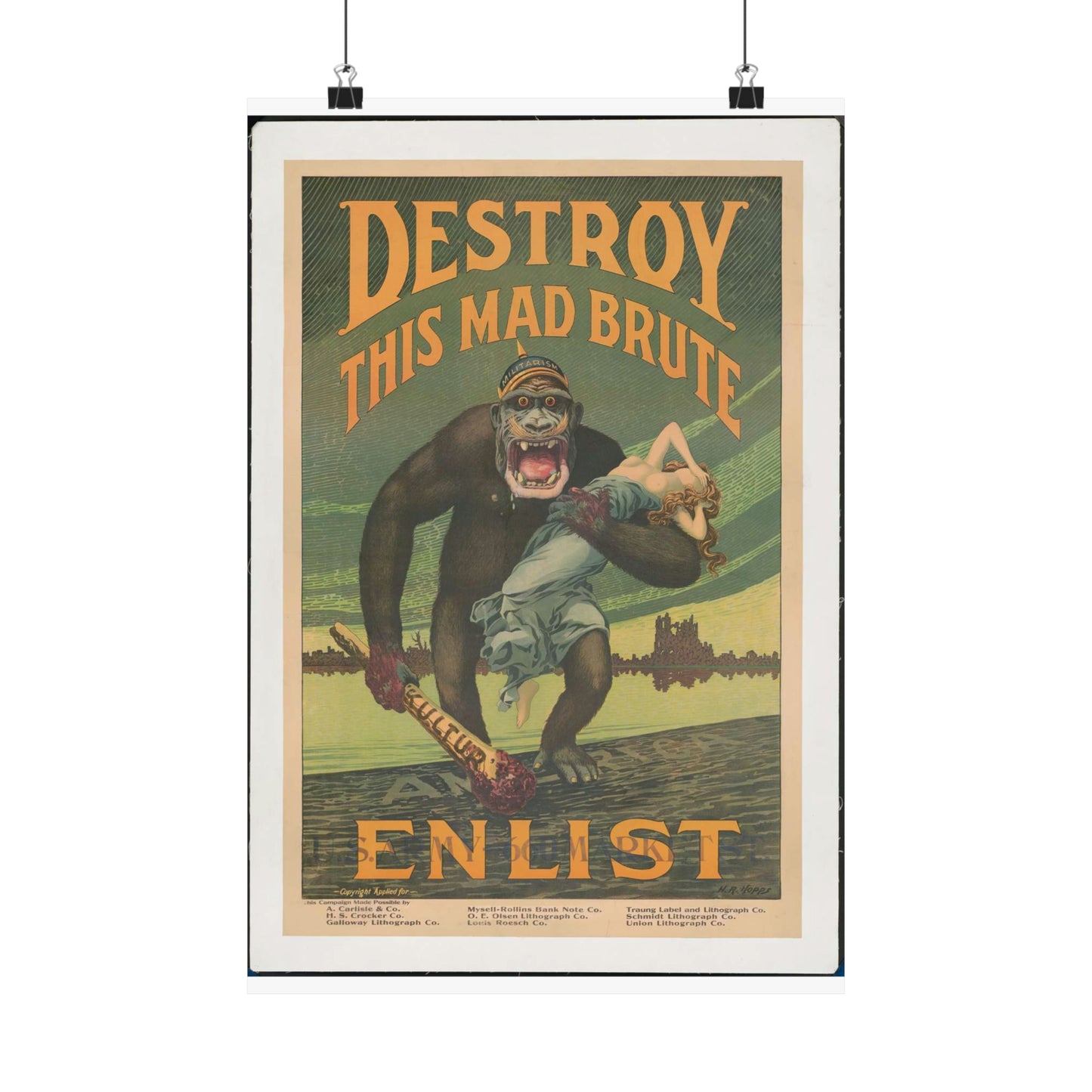 Destroy this mad brute Enlist - U.S. Army. High Quality Matte Wall Art Poster for Home, Office, Classroom