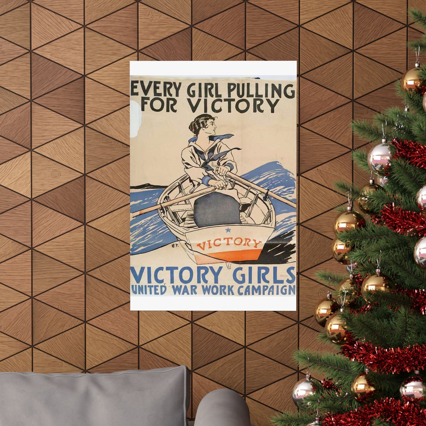 Every Girl Pulling for Victory, Victory Girls United War Work Campaign High Quality Matte Wall Art Poster for Home, Office, Classroom