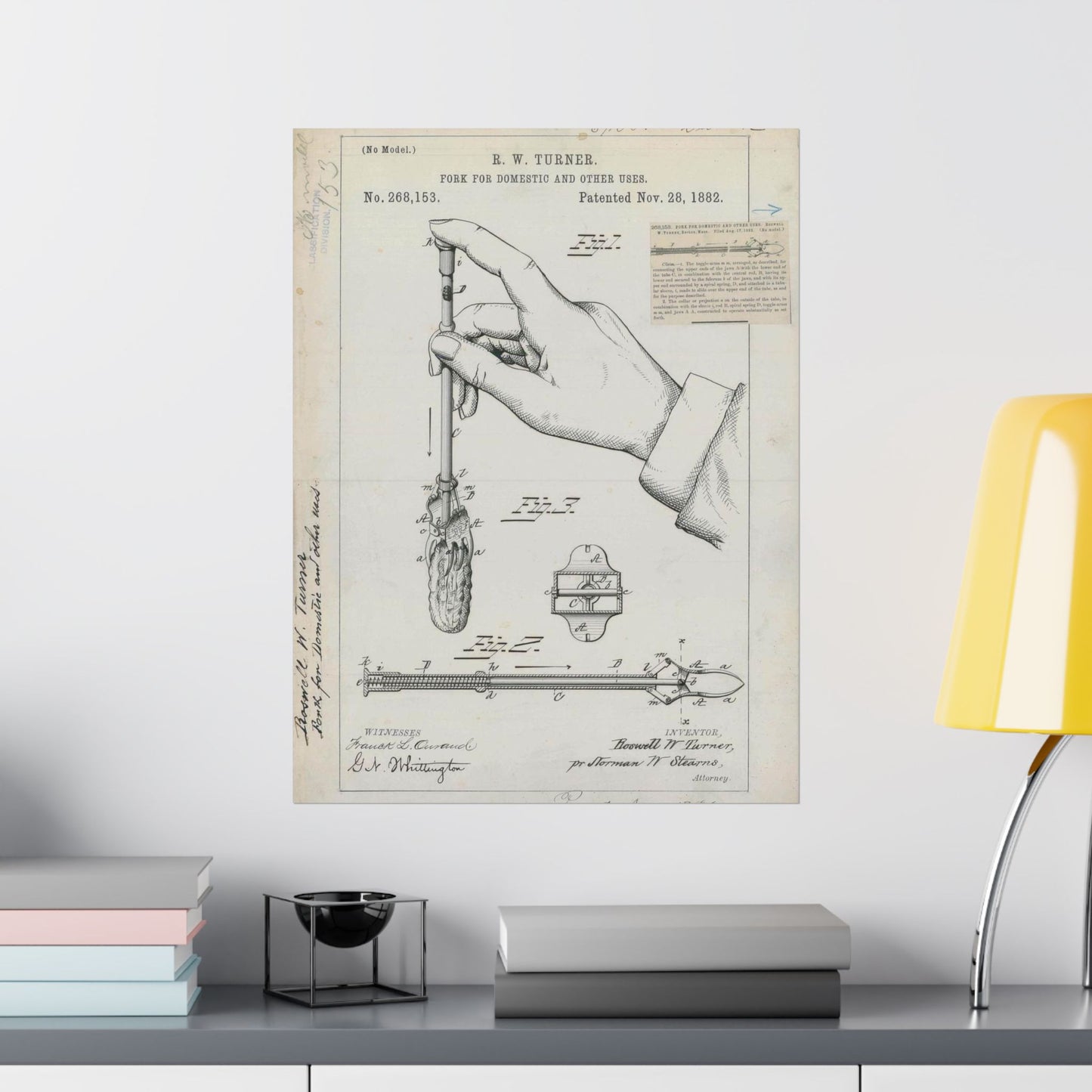 Patent drawing - for R. W. Turner's Fork for Domestic and Other Uses Public domain image High Quality Matte Wall Art Poster for Home, Office, Classroom