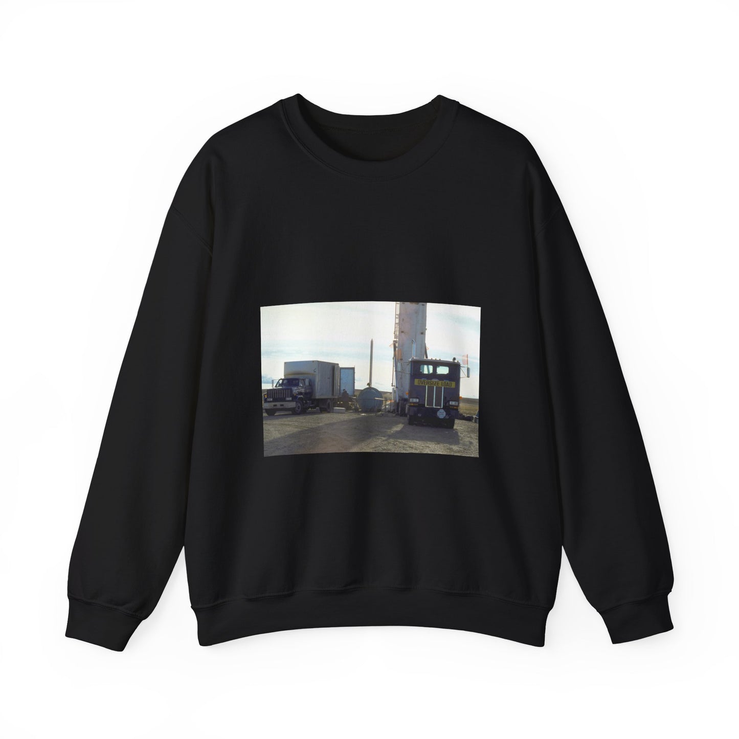 Members of the 44th Missile Maintenance Squadron erect a missile maintenance vehicle in preparation for the removal of an LGM-30F Minuteman II intercontinental ballistic missile. Black Heavy Blend Adult Crew Neck SweatShirt