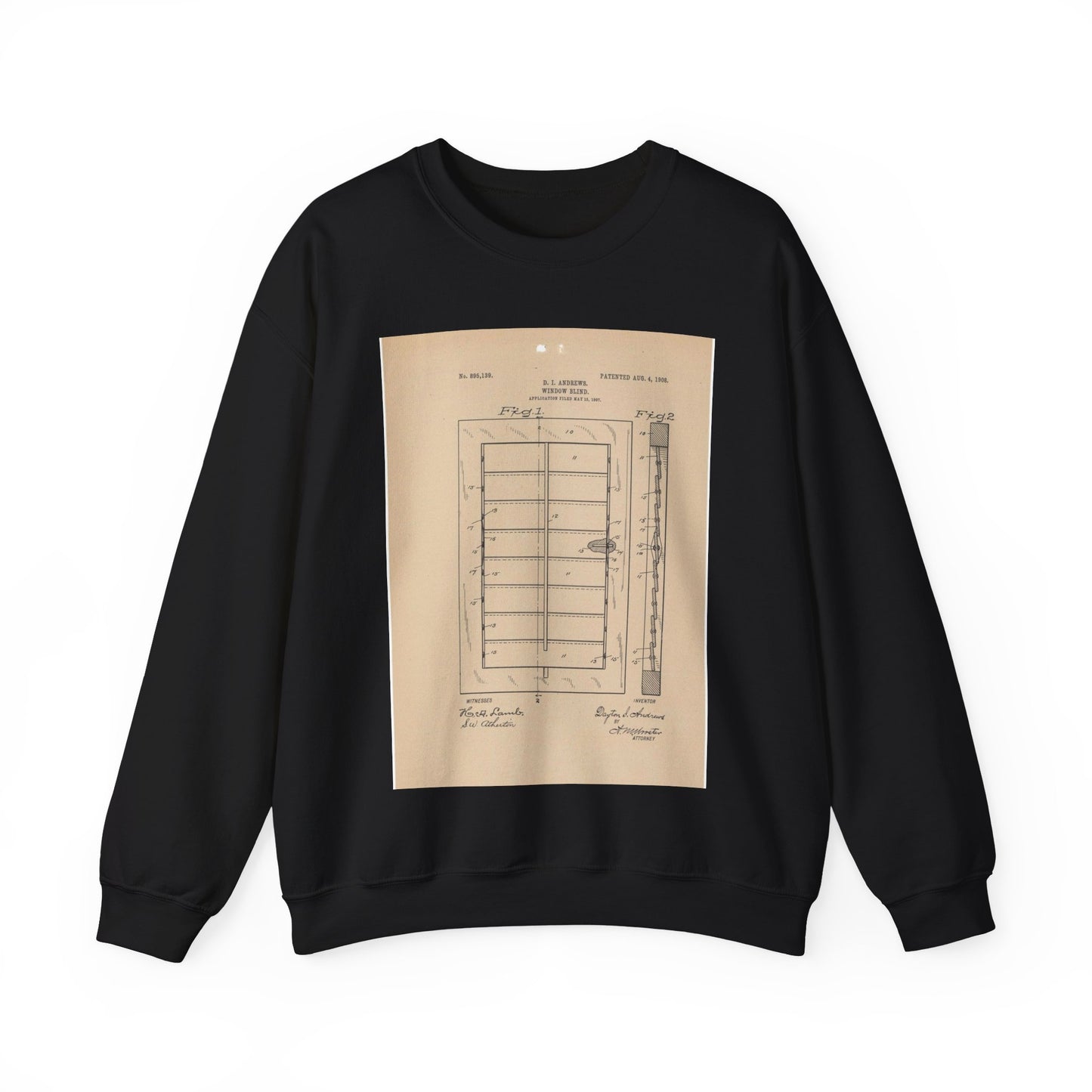 Patent Drawing of Engine - for a Window Blind Public domain image Black Heavy Blend Adult Crew Neck SweatShirt