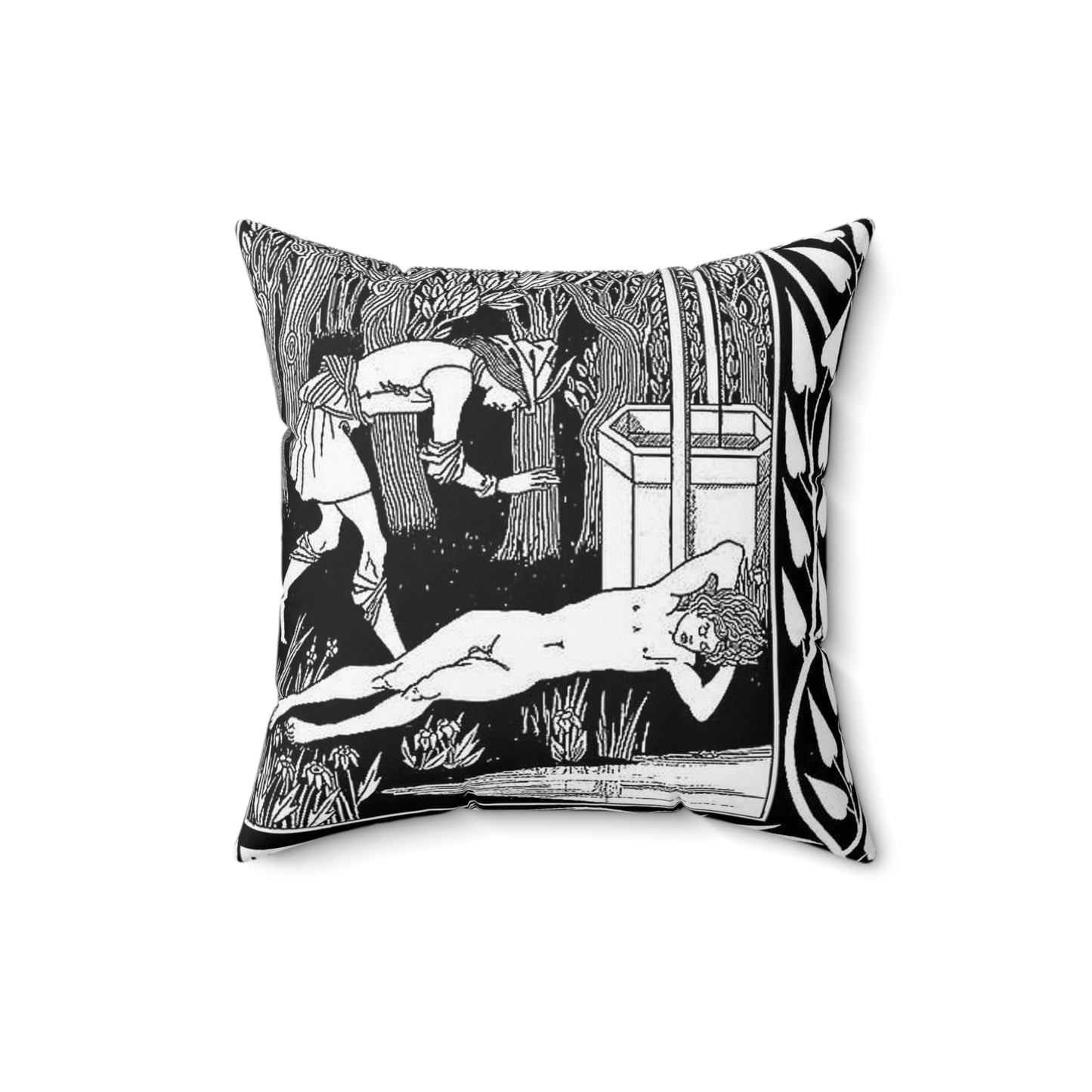 Aubrey Beardsley - How King Marke found Sir Tristram Decorative Accent Square Pillow