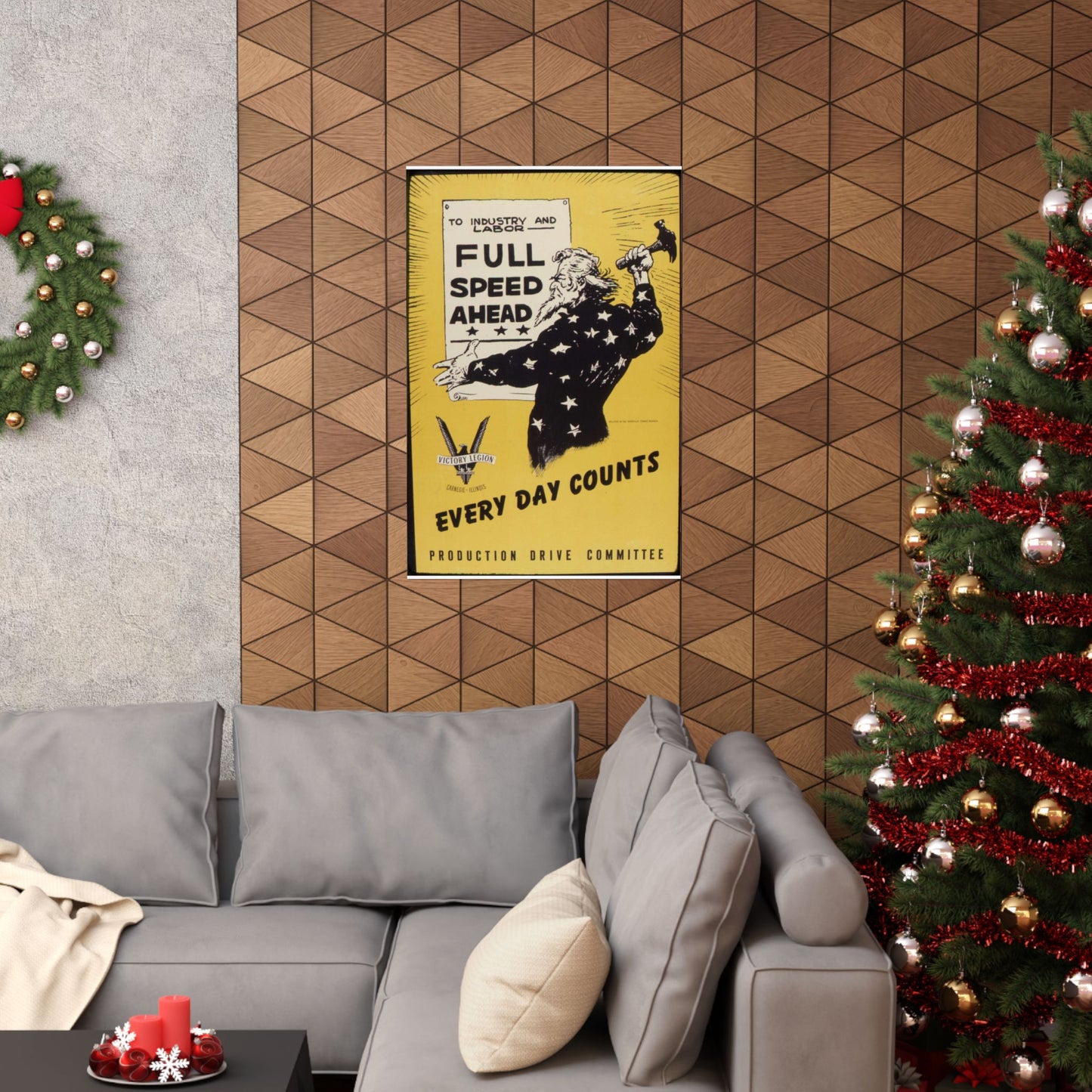 Full speed ahead. Every day counts. Production Drive Committee. - NARA - 534928 High Quality Matte Wall Art Poster for Home, Office, Classroom