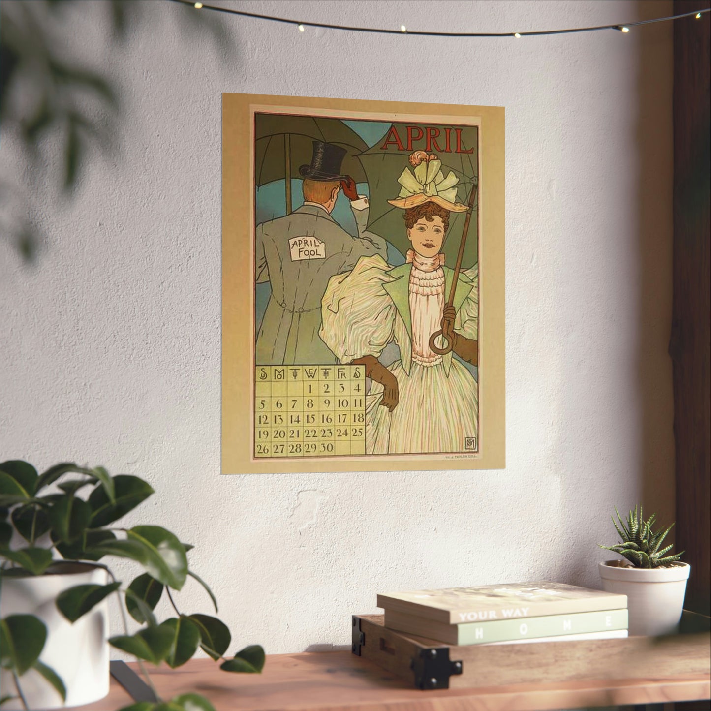 April, Art Nouveau Poster - Art nouveau public domain poster High Quality Matte Wall Art Poster for Home, Office, Classroom