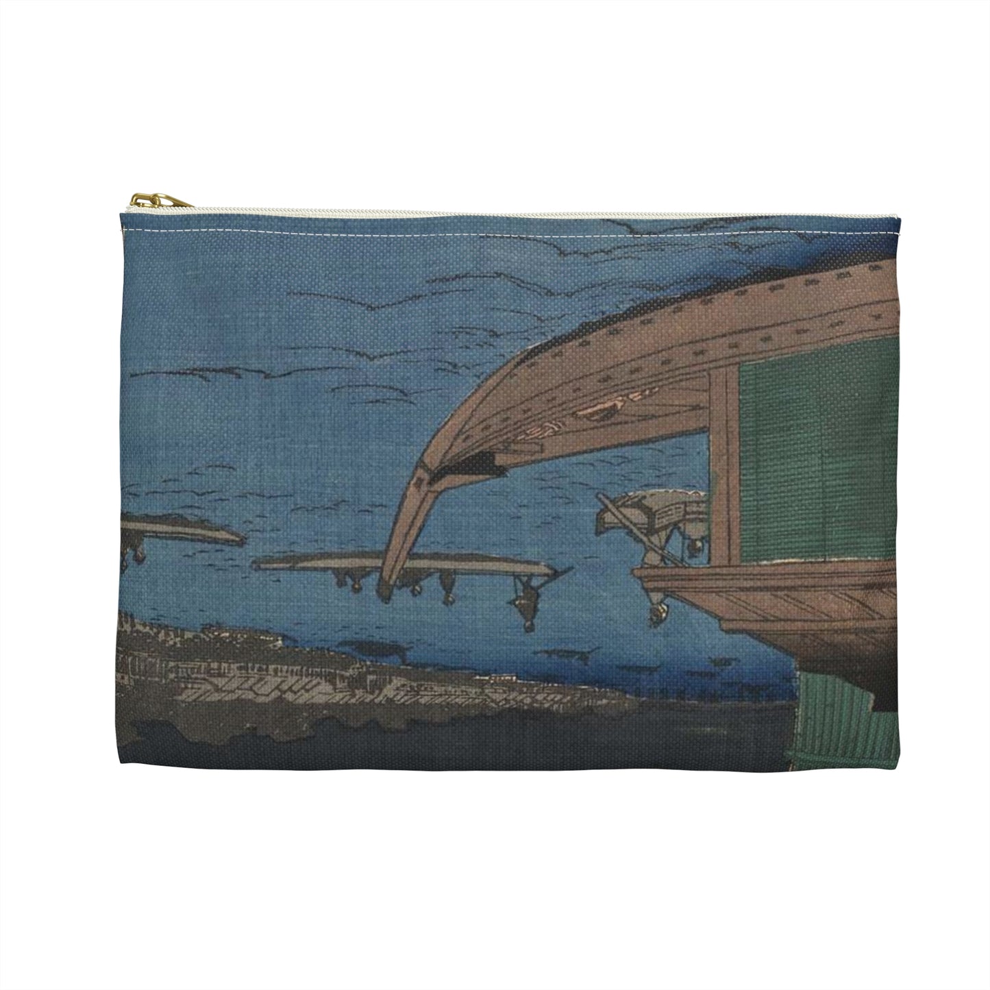 Gajō icchō, Andō Hiroshige - Public domain portrait drawing Large Organizer Pouch with Black Zipper