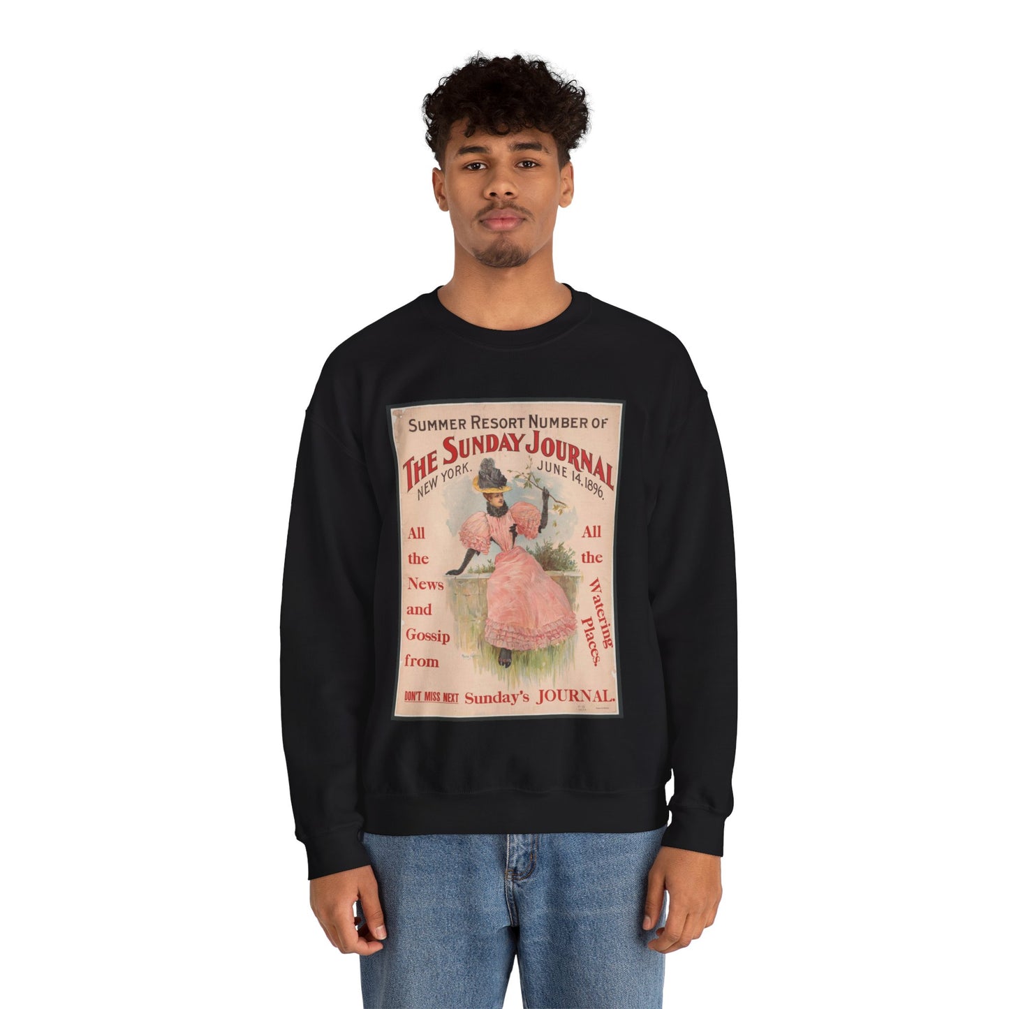 Summer resort number of The Sunday Journal, New York, June 14, 1896 ... Archie Gunn Black Heavy Blend Adult Crew Neck SweatShirt