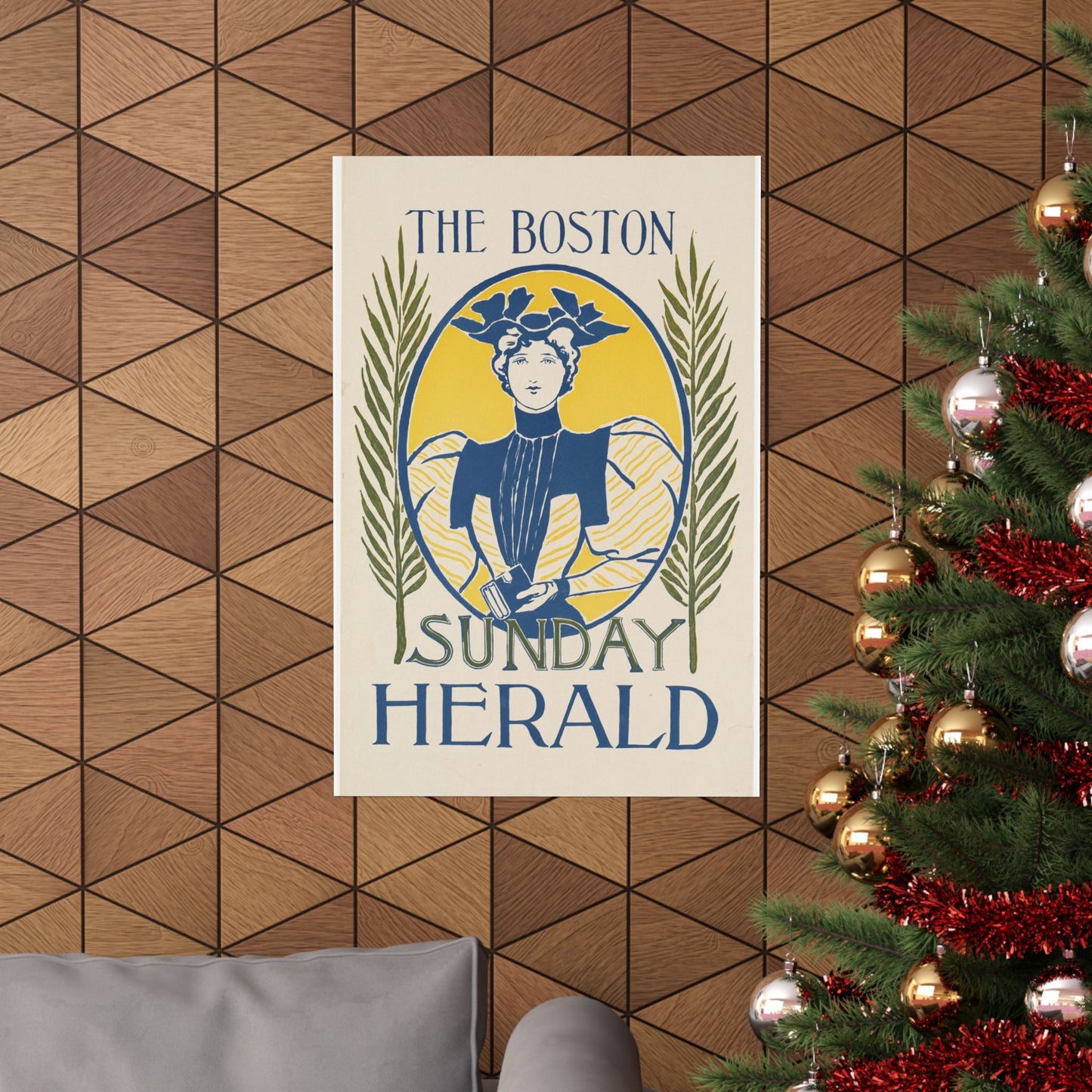 The Boston Sunday herald, Art Nouveau Poster High Quality Matte Wall Art Poster for Home, Office, Classroom