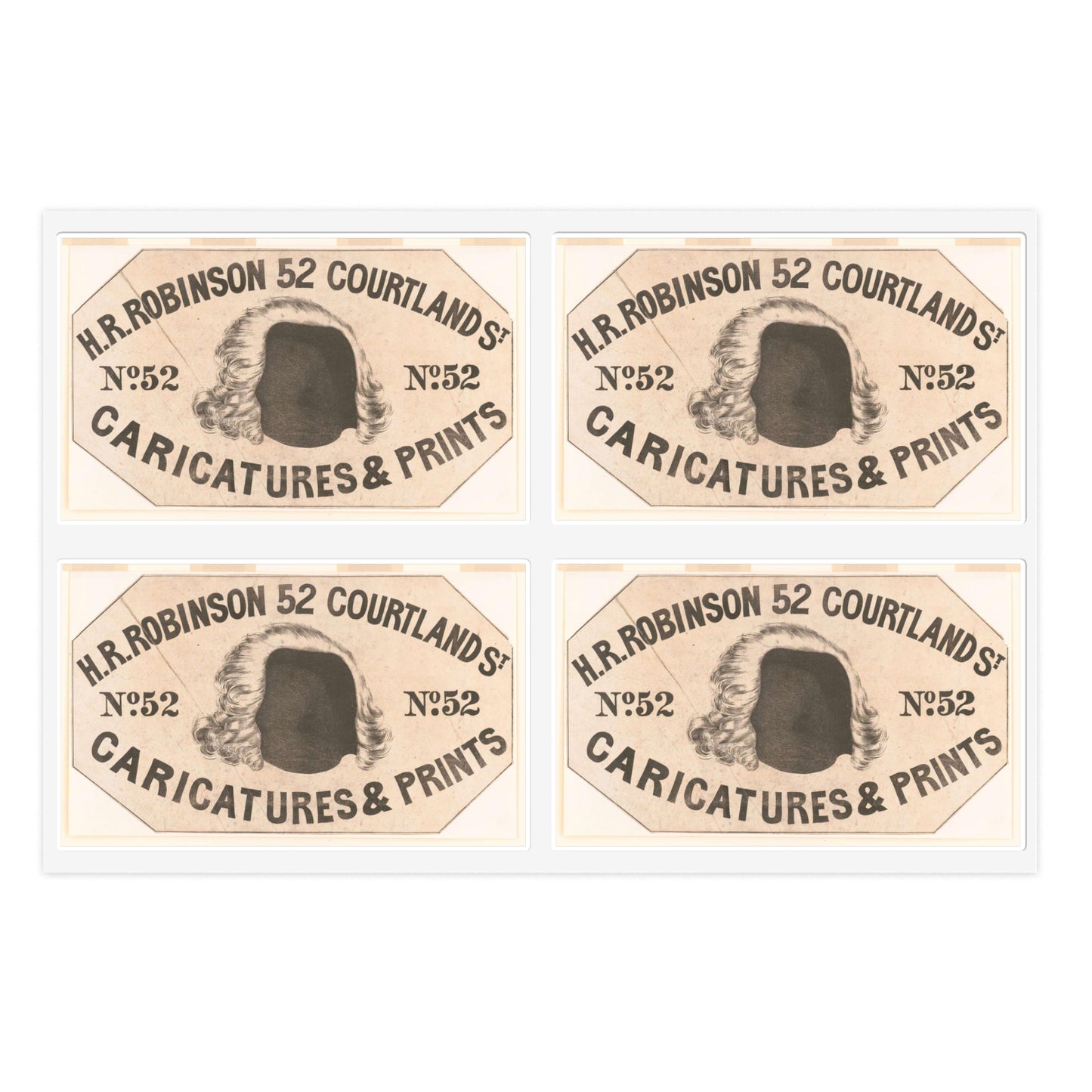 H.R. Robinson, 52 Courtland St. Caricatures & prints Laminated UV Protective Vinyl Stickers