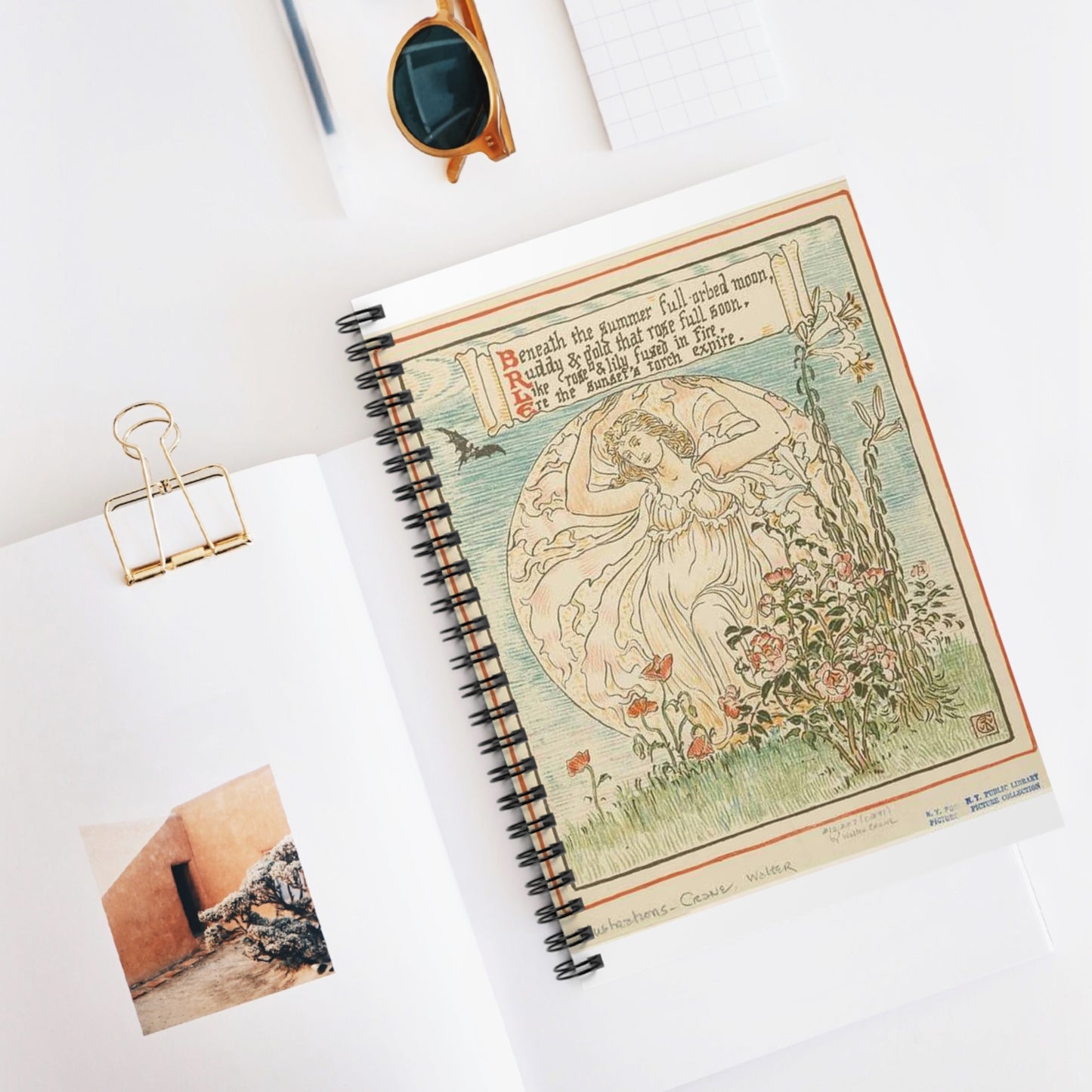 Beneath the summer full-orbed moon, ruddy & gold that rose full soon." Spiral Bound Ruled Notebook with Printed Cover