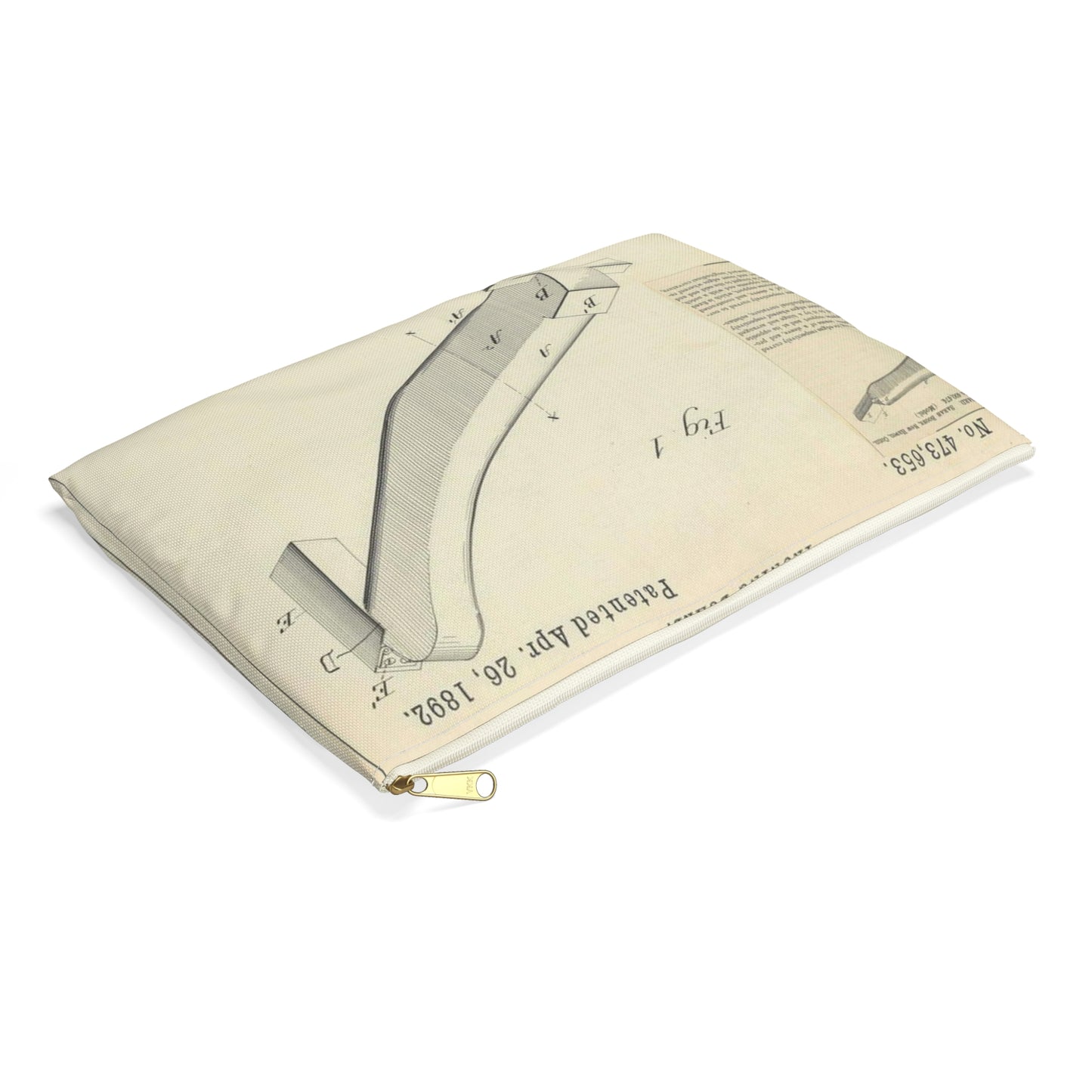 Patent drawing - for S. Boone's Ironing Board Public domain image Large Organizer Pouch with Black Zipper