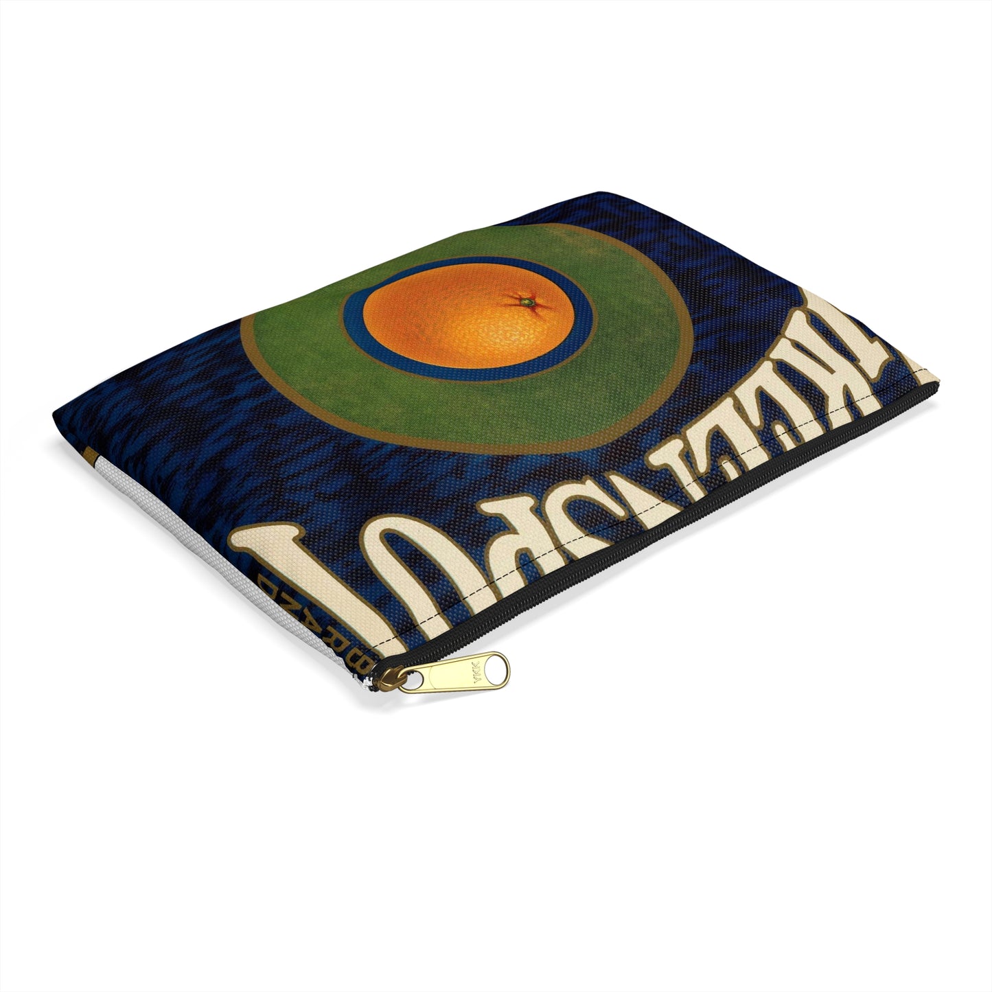 Greenspot Brand: Gold Buckle Association, East Highlands, California Large Organizer Pouch with Black Zipper