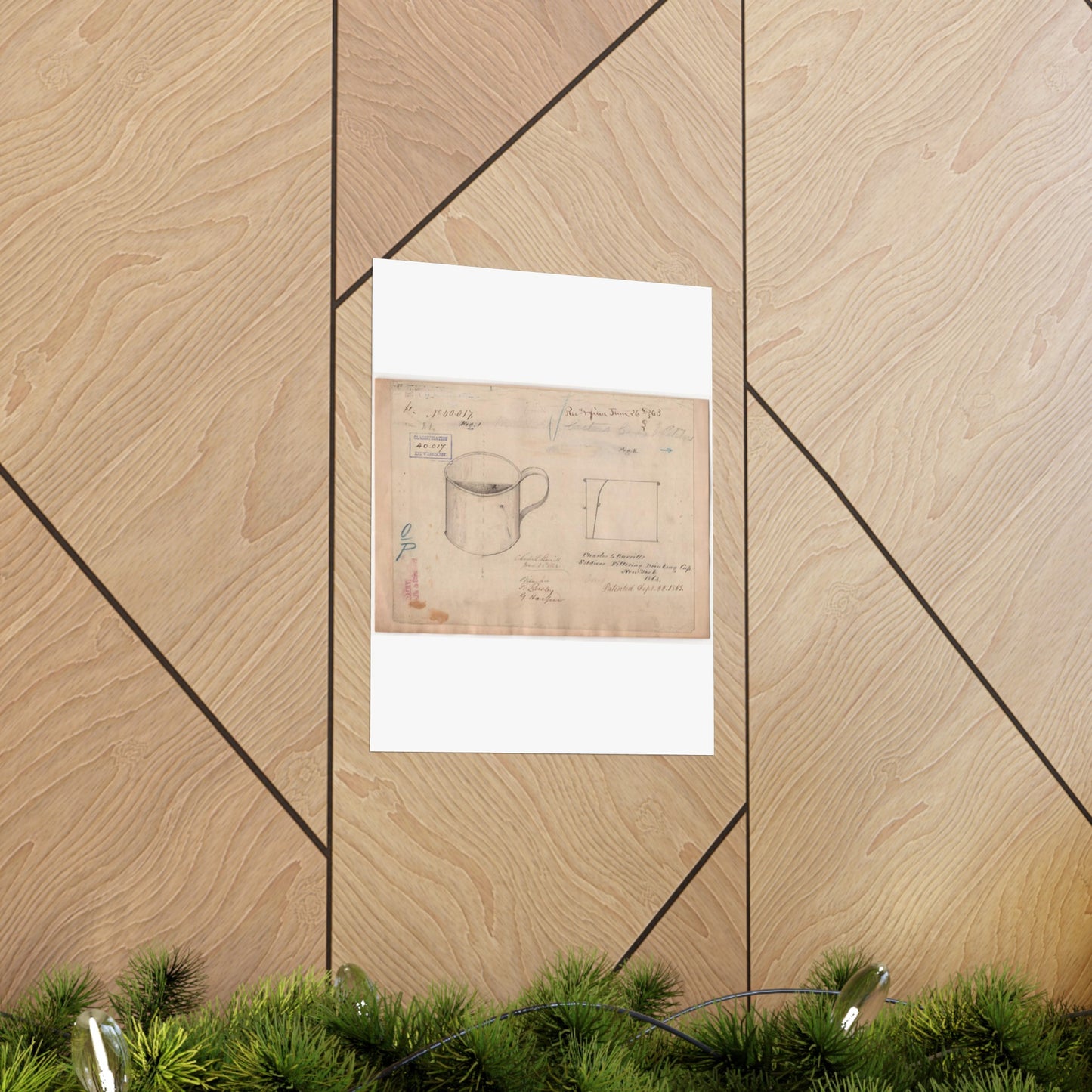 Patent drawing - Drawing of Soldiers Filtering Drinking Cup Public domain image High Quality Matte Wall Art Poster for Home, Office, Classroom