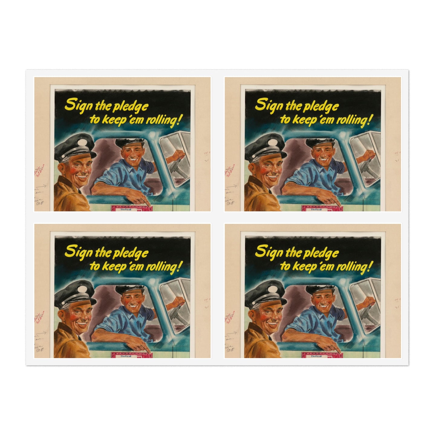 Sign the pledge to keep'em rolling! U.S. Truck Conservation Corps - U.S. Office of Defense Transportation Laminated UV Protective Vinyl Stickers