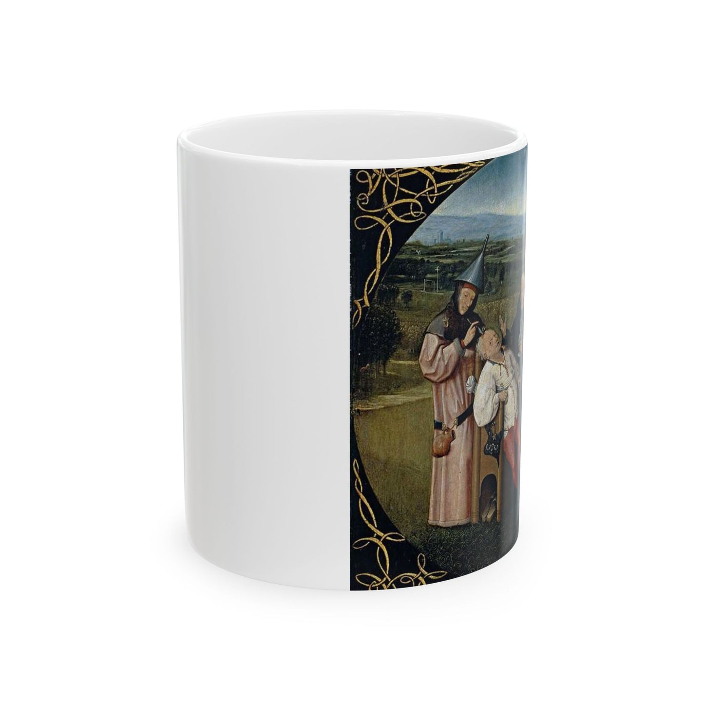 Hieronymus Bosch 053 - A painting of a group of people sitting around a table Beautiful Novelty Ceramic Coffee Mug 11oz