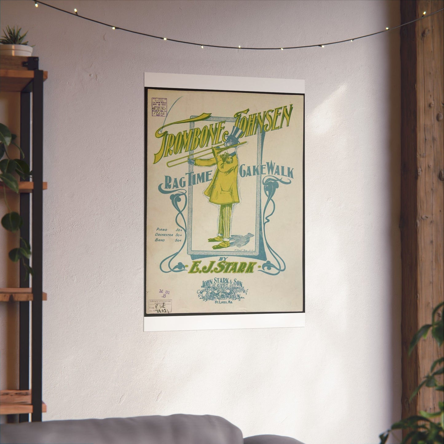 Trombone Johnsen, a Ragtime cake walk - Ragtime music High Quality Matte Wall Art Poster for Home, Office, Classroom