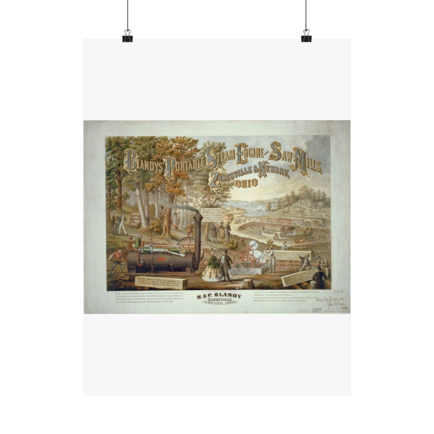 Blandy's portable steam engine and saw mills, Zanesville & Newark Ohio High Quality Matte Wall Art Poster for Home, Office, Classroom