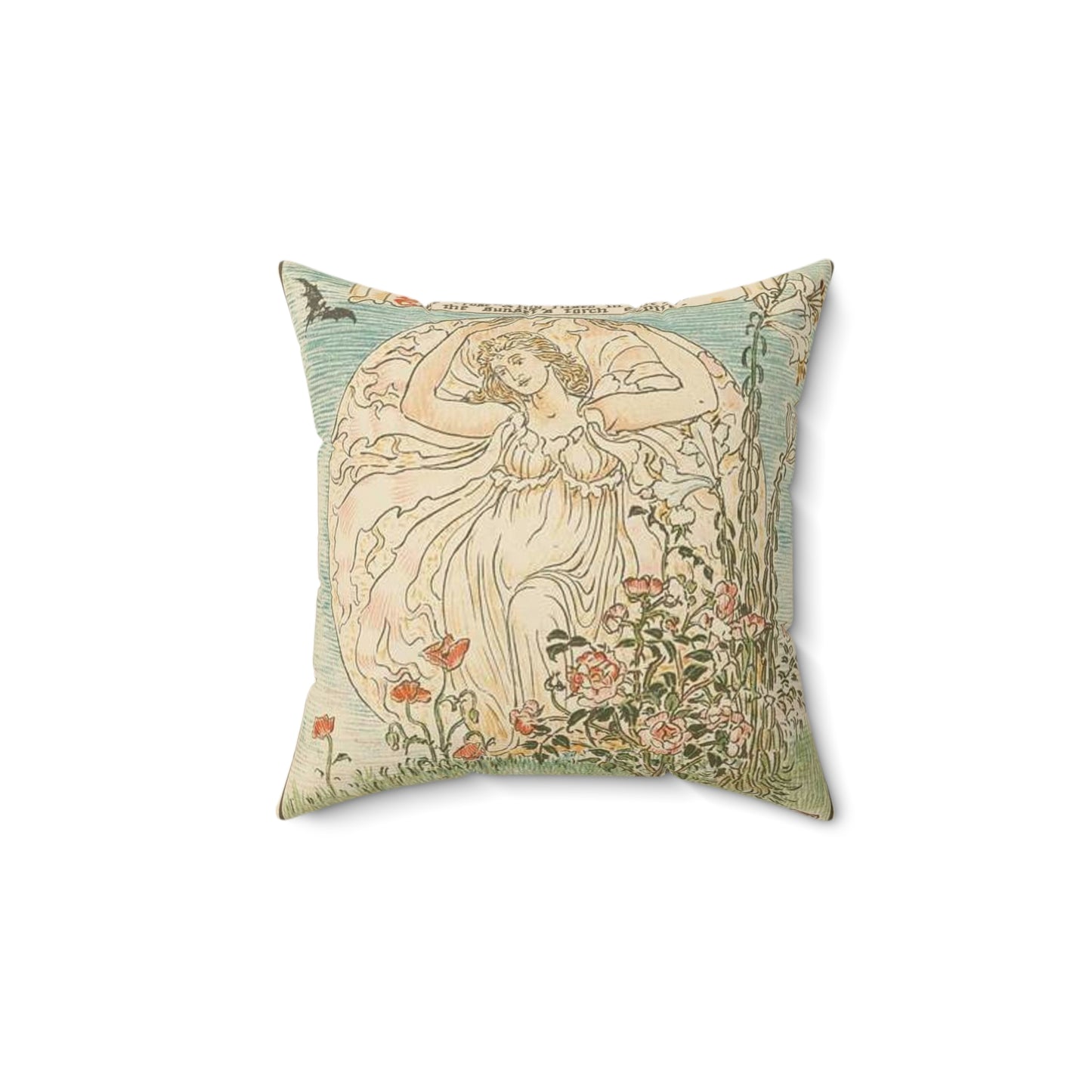 Beneath the summer full-orbed moon, ruddy & gold that rose full soon." Decorative Accent Square Pillow