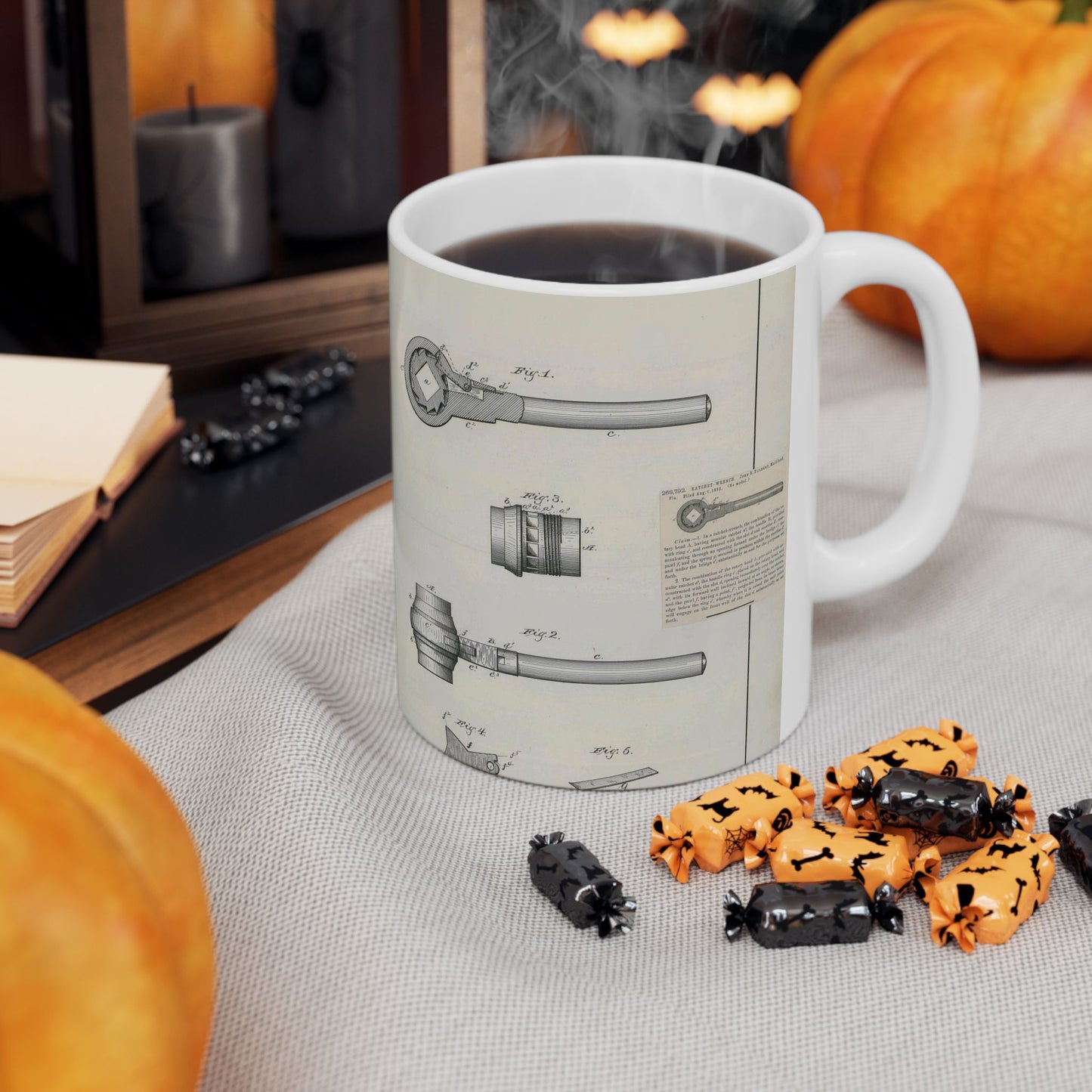 Patent Drawing of Engine - for J. B. Halbert's Ratchet Wrench Public domain image Beautiful Novelty Ceramic Coffee Mug 11oz