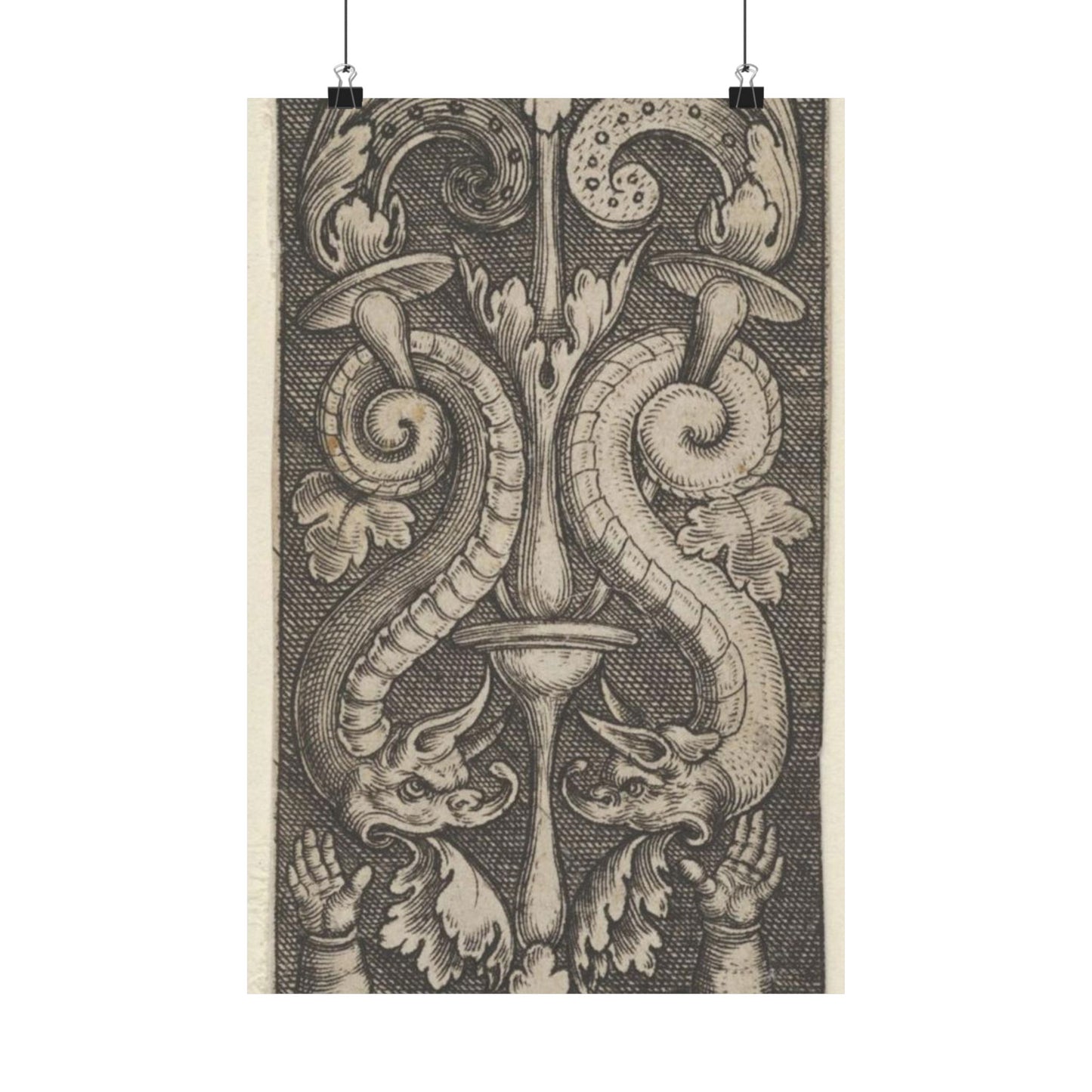 Vertical Panel with a Candelabrum Stemming from a Leaf-Faced Grostesque at Bottom High Quality Matte Wall Art Poster for Home, Office, Classroom