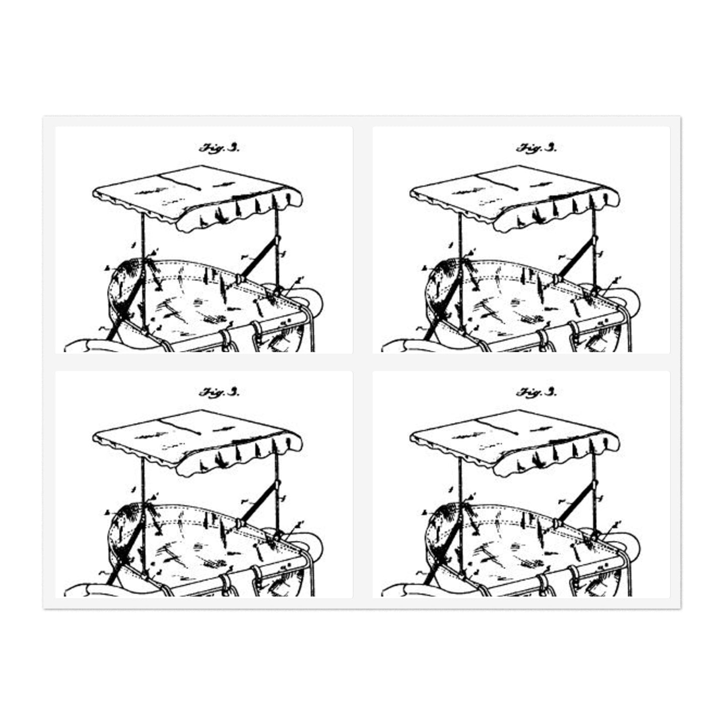 Patent drawing - 1895 Child's bike seat patent Public domain image Laminated UV Protective Vinyl Stickers