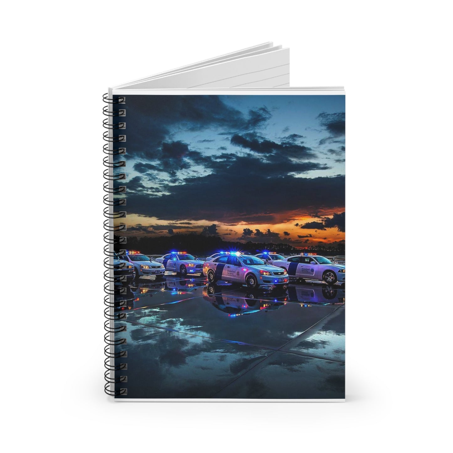 DHS Training Vehicles at Sunset in Glynco Georgia FLETC Spiral Bound Ruled Notebook with Printed Cover