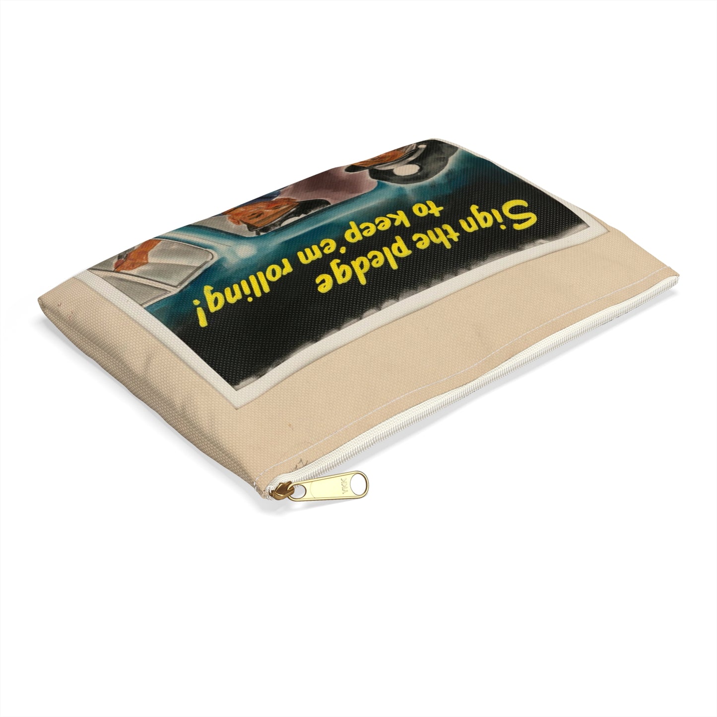 Sign the pledge to keep'em rolling! U.S. Truck Conservation Corps - U.S. Office of Defense Transportation Large Organizer Pouch with Black Zipper