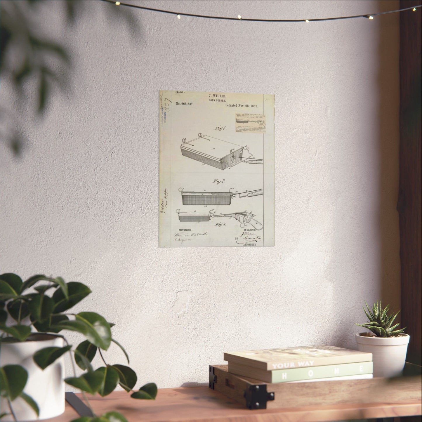 Patent Drawing of Engine - for J. Wilkie's Corn Popper Public domain image High Quality Matte Wall Art Poster for Home, Office, Classroom