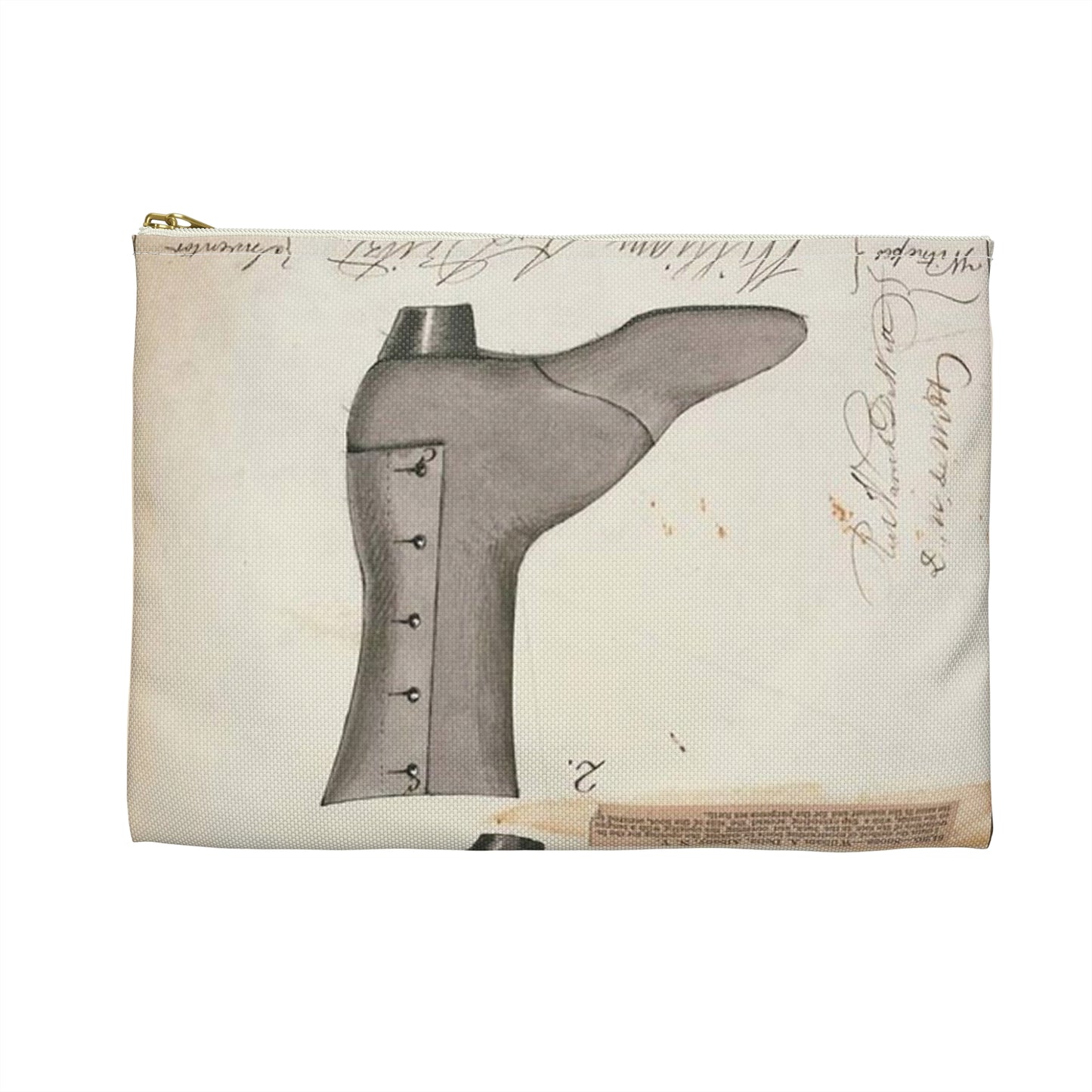 Patent drawing - Drawing of Improved Boot Public domain image Large Organizer Pouch with Black Zipper