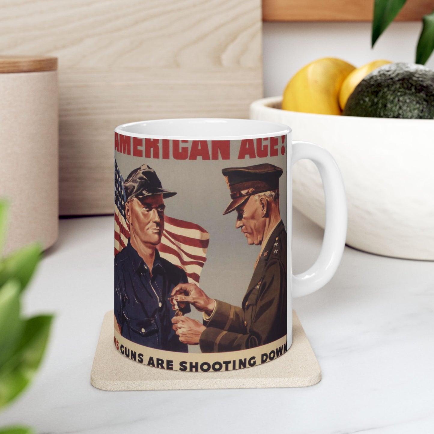 Another American ace^ His guns are shooting down Nazis and Japs right now^ Keep `em firing^ - NARA - 534905 Beautiful Novelty Ceramic Coffee Mug 11oz