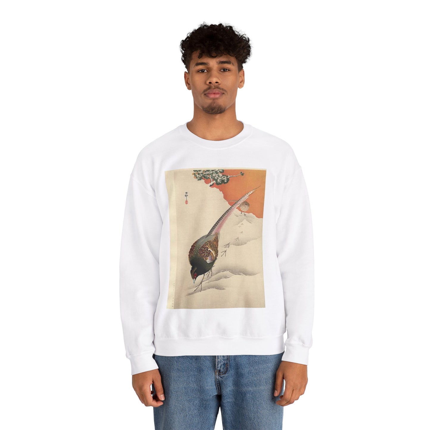Koson - a-pair-of-pheasants-in-the-snow White Heavy Blend Adult Crew Neck SweatShirt