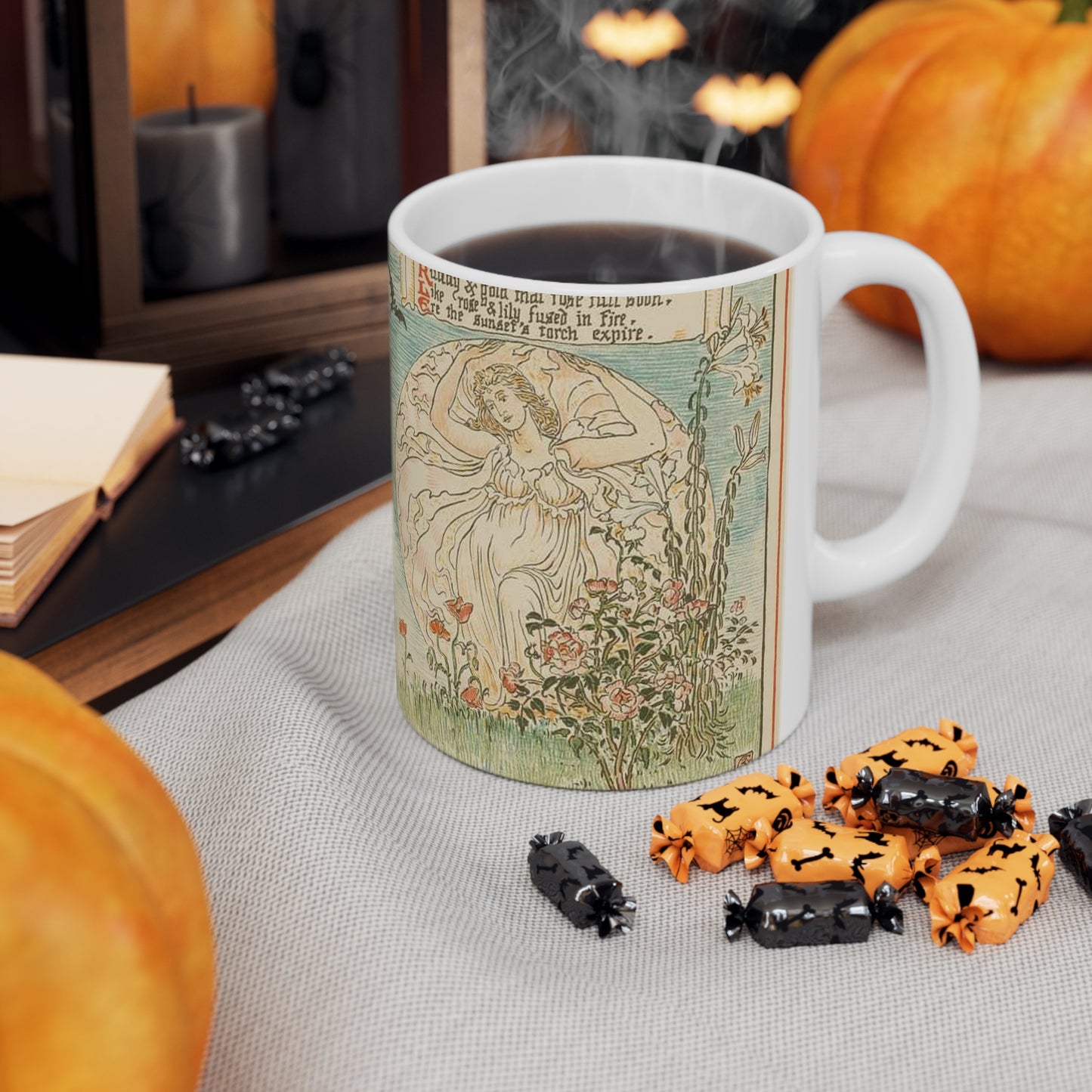 Beneath the summer full-orbed moon, ruddy & gold that rose full soon." Beautiful Novelty Ceramic Coffee Mug 11oz
