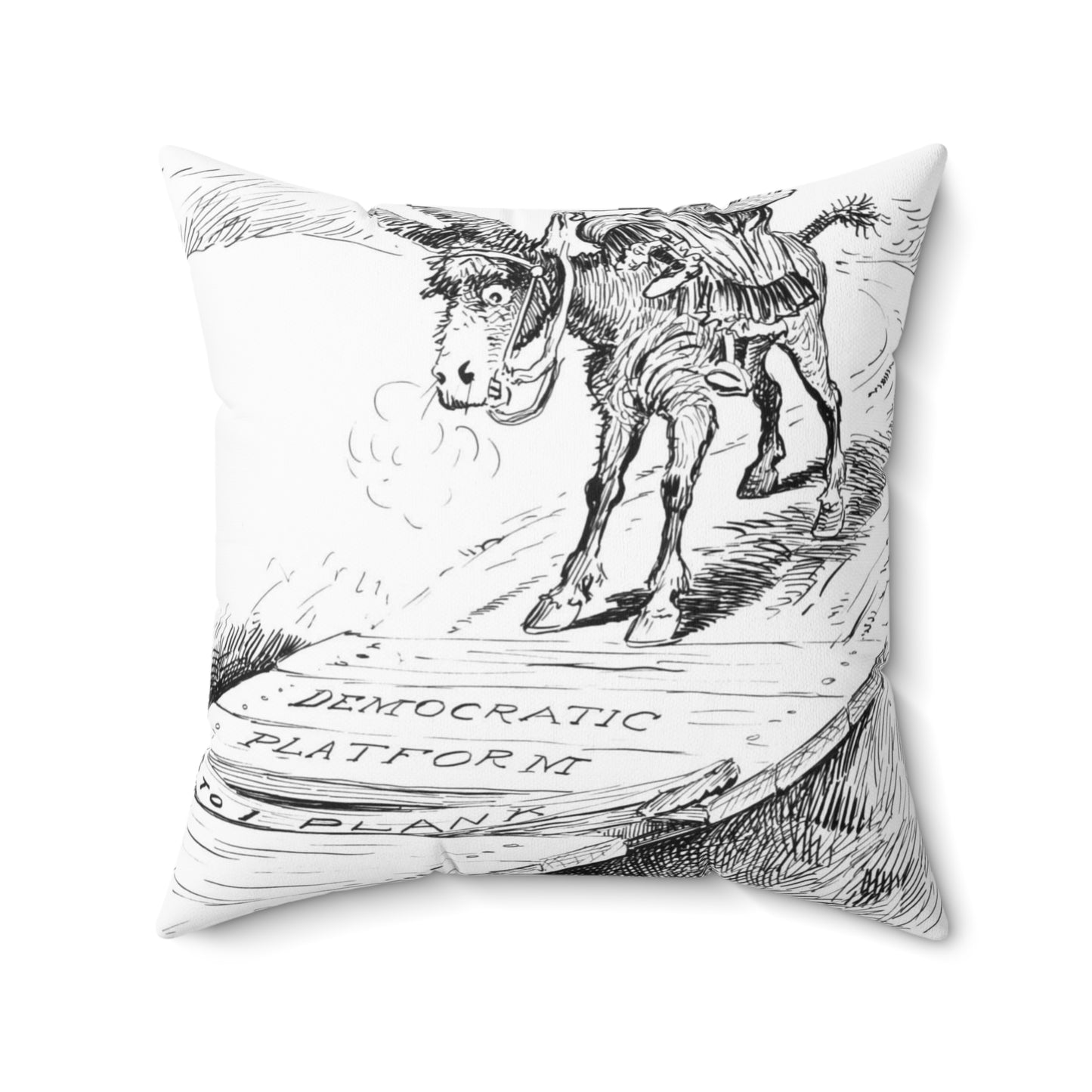 Skittish - Political cartoon, public domain image Decorative Accent Square Pillow