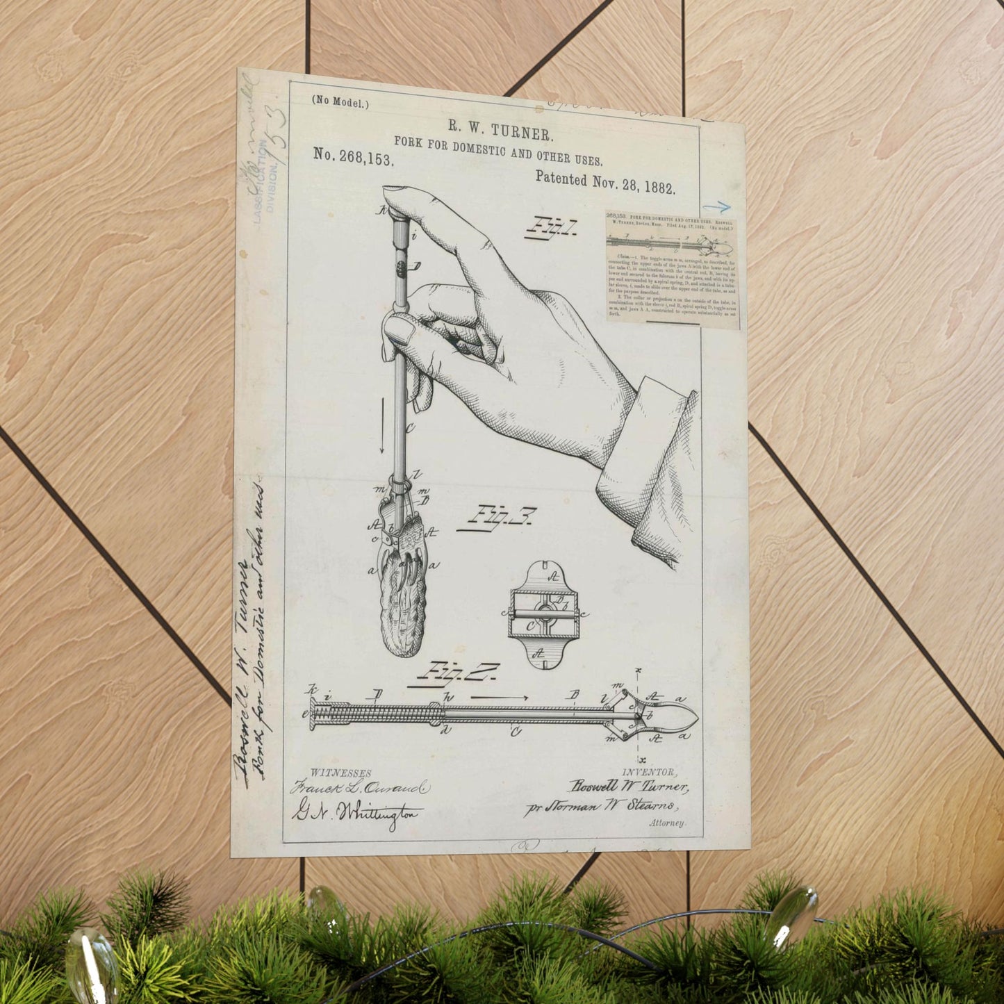 Patent drawing - for R. W. Turner's Fork for Domestic and Other Uses Public domain image High Quality Matte Wall Art Poster for Home, Office, Classroom