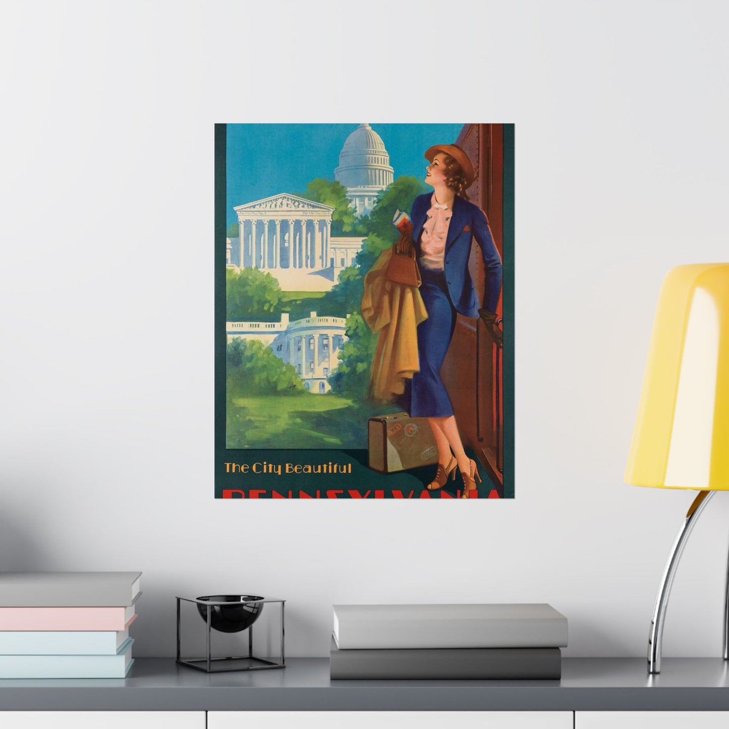 Washington—The City Beautiful, Pennsylvania Railroad poster, artwork by Edward Mason Eggleston High Quality Matte Wall Art Poster for Home, Office, Classroom