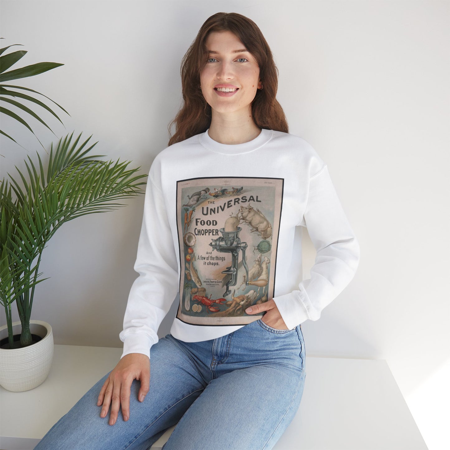 Poster - The universal food chopper - Public domain lithograph White Heavy Blend Adult Crew Neck SweatShirt