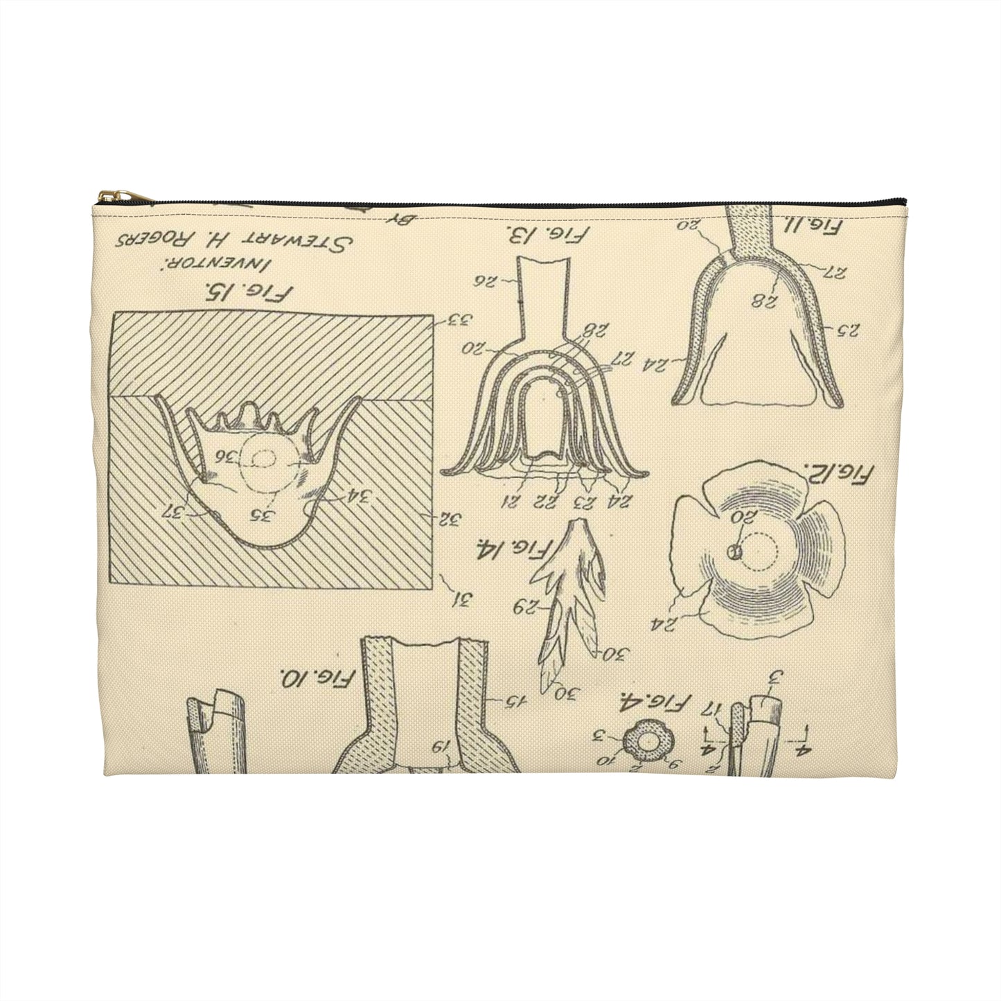 Patent Case File No. 2,054,605, Artificial Flower and Method of and Apparatus for Making the Same, Inventor- Stewart H. Rogers. - DPLA - ffbbbc6a0556e6406954e2be06fe50d6 (page 6) Large Organizer Pouch with Black Zipper