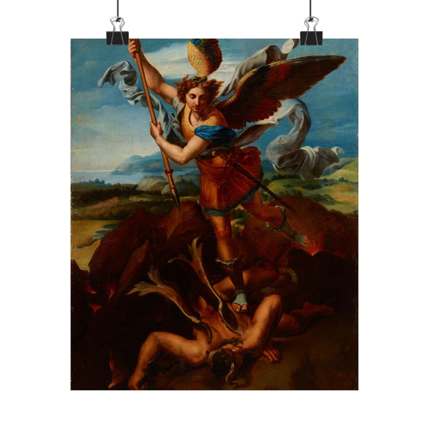 Hadziewicz, Rafał (1803-1886) - Saint Michael the Archangel Vanquishing Satan - MNK XII-A-24 - National Museum Kraków High Quality Matte Wall Art Poster for Home, Office, Classroom