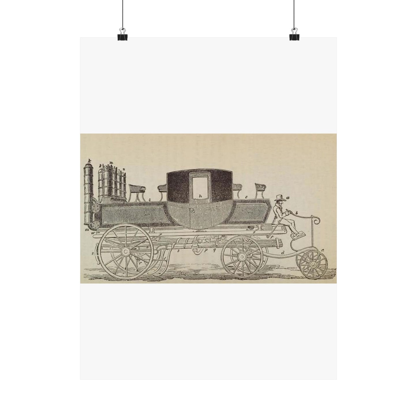 Patent Drawing of Engine - Patent steam carriage, by Mr. Goldsworthy Gurney, of Argyle Street, London, 1826 Public domain image High Quality Matte Wall Art Poster for Home, Office, Classroom