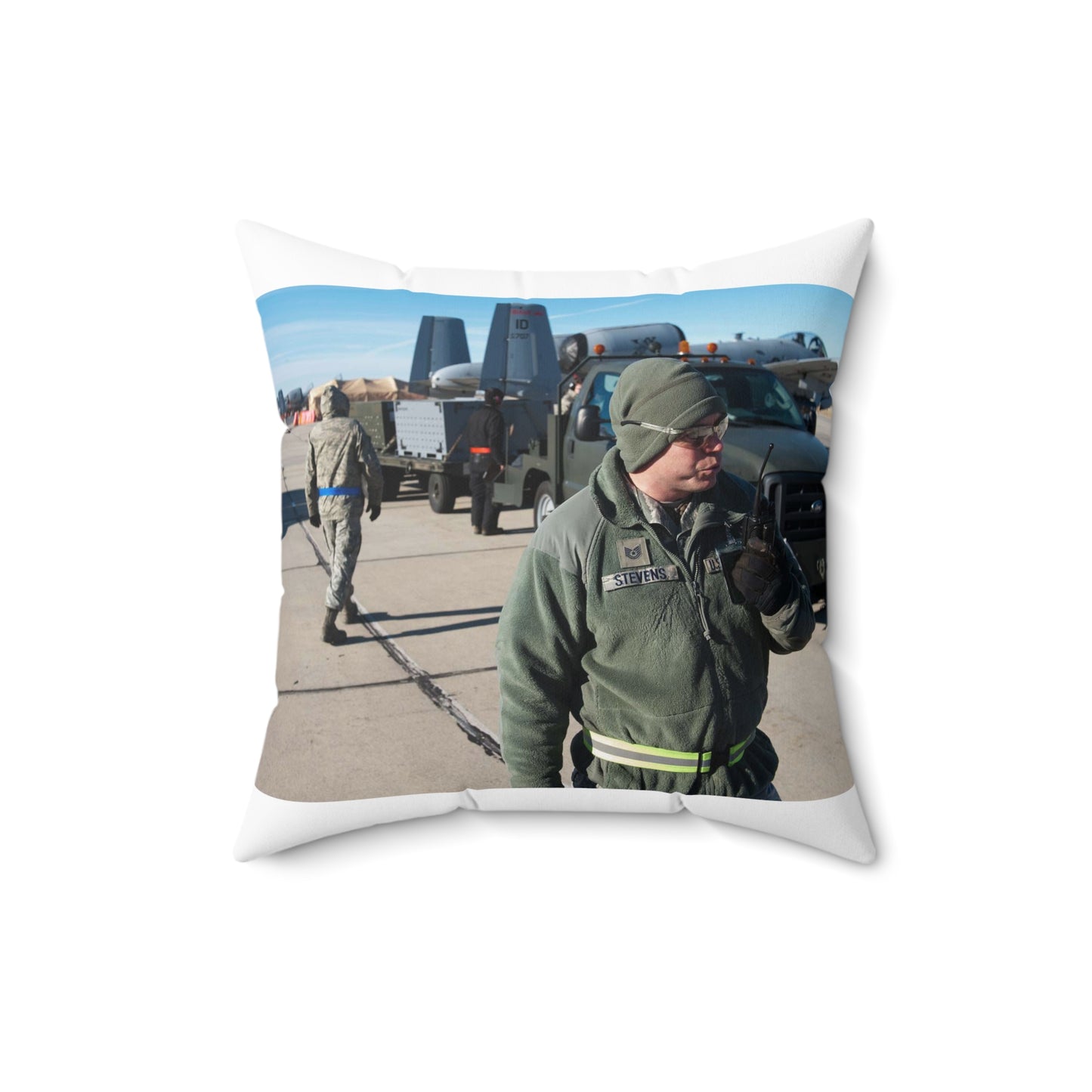 Tech. Sgt. Lance Stevens, a members of the 124th Fighter Decorative Accent Square Pillow