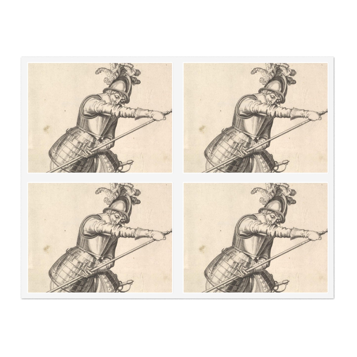 A soldier sliding his right hand along the training-pike, from the Lansquenets series, plate 22, in Wapenhandelinghe van Roers Musquetten Ende Spiessen (The Exercise of Arms) Laminated UV Protective Vinyl Stickers