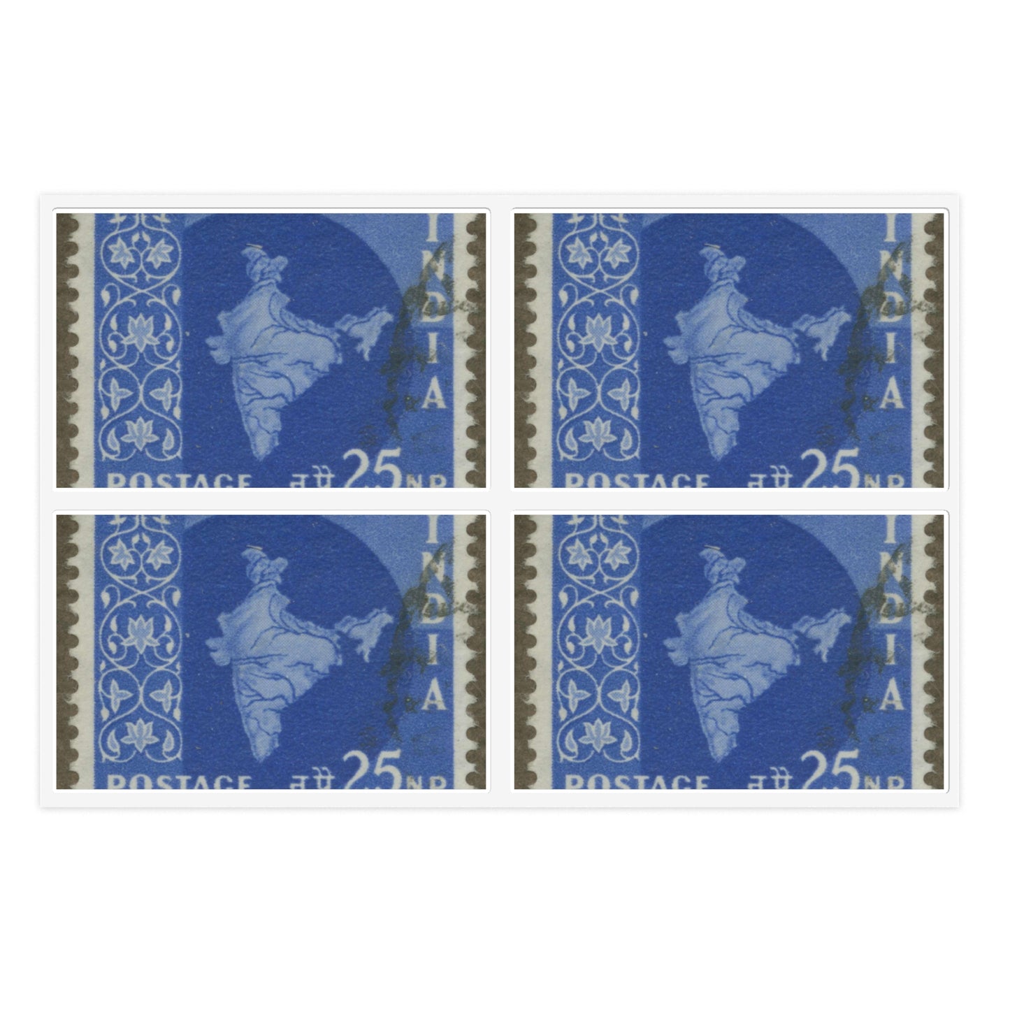 Frimärke ur Gösta Bodmans filatelistiska motivsamling, påbörjad 1950.Frimärke från Indien, 1957. Motiv av karta över Indien. Laminated UV Protective Vinyl Stickers