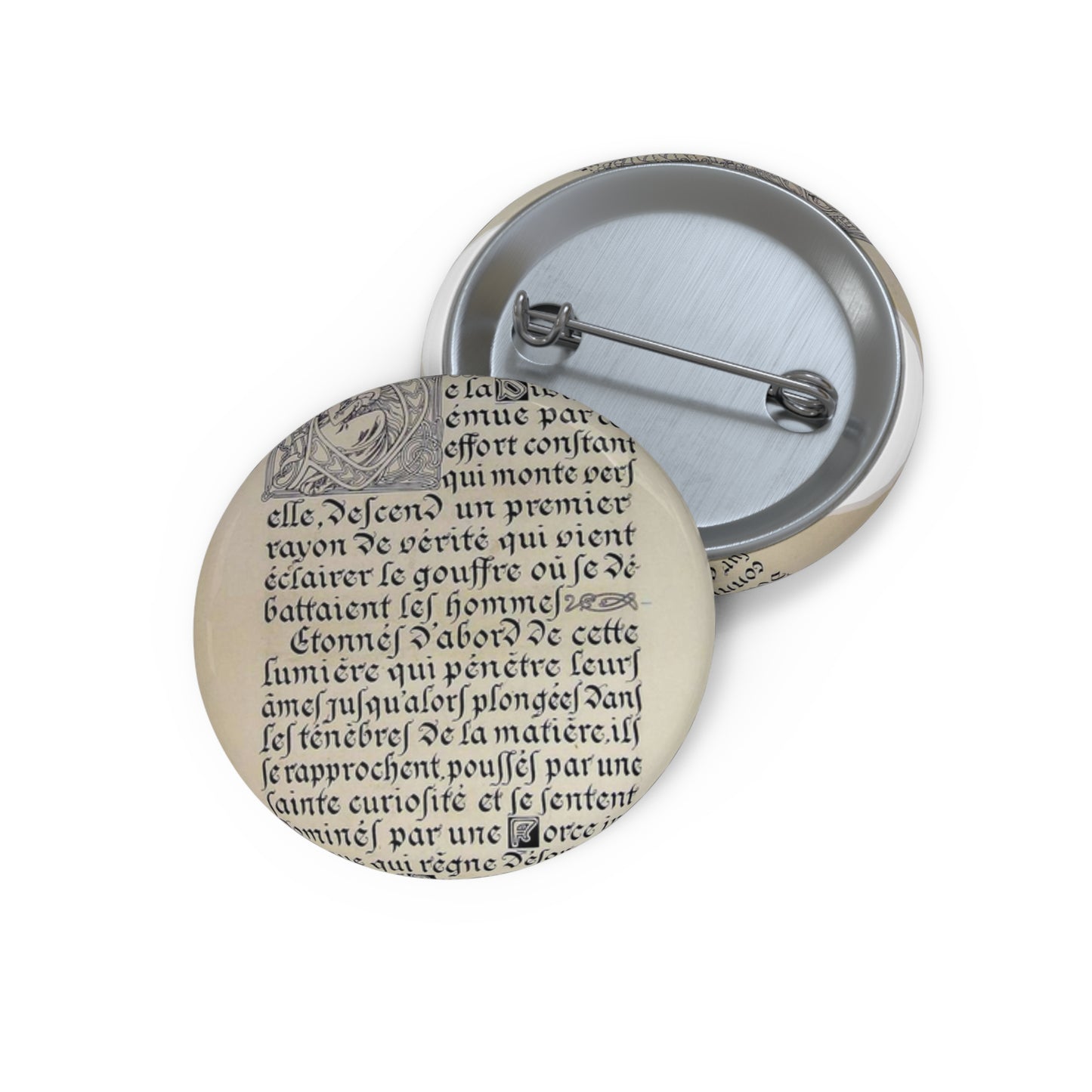 Lepater10 - Alfons Mucha - Public domain dedication image Pin Buttons with Crisp Design